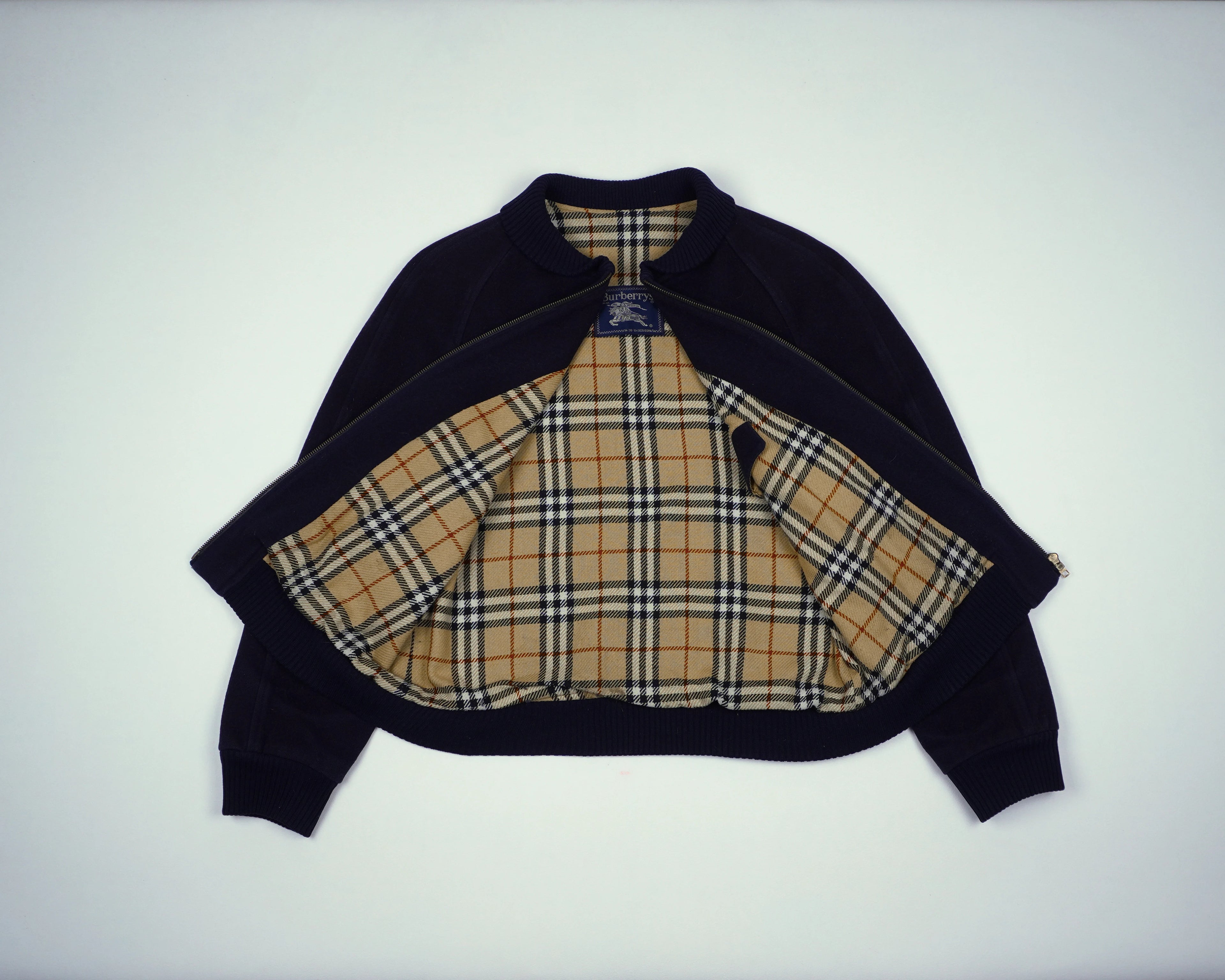 Burberry Navy Bomber Jacket S Wool