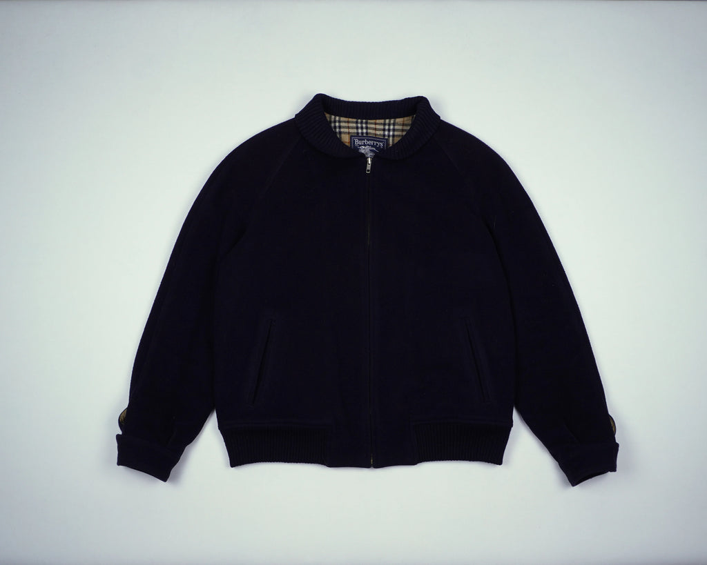 Burberry Navy Bomber Jacket M Wool