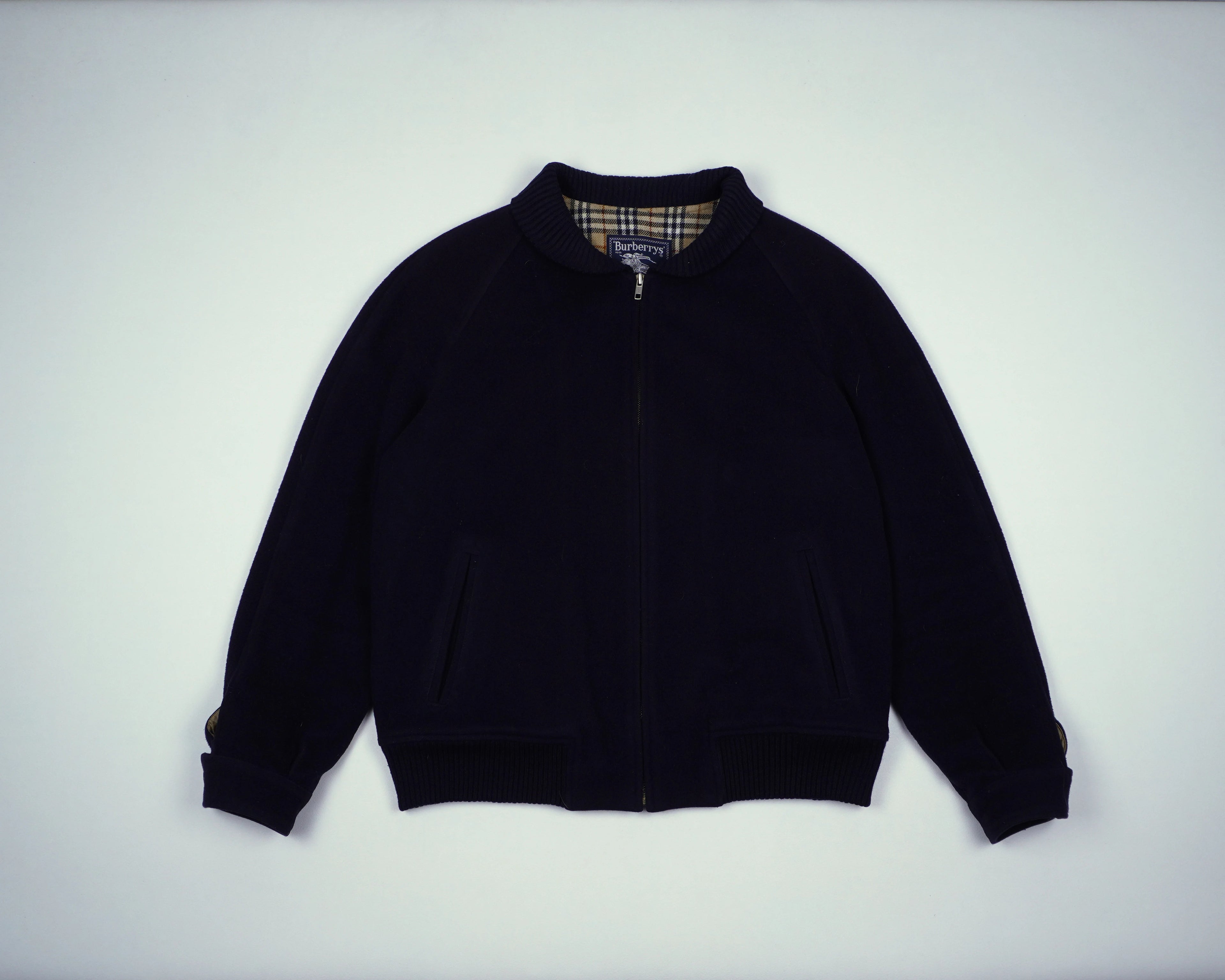 Burberry Navy Bomber Jacket M Wool