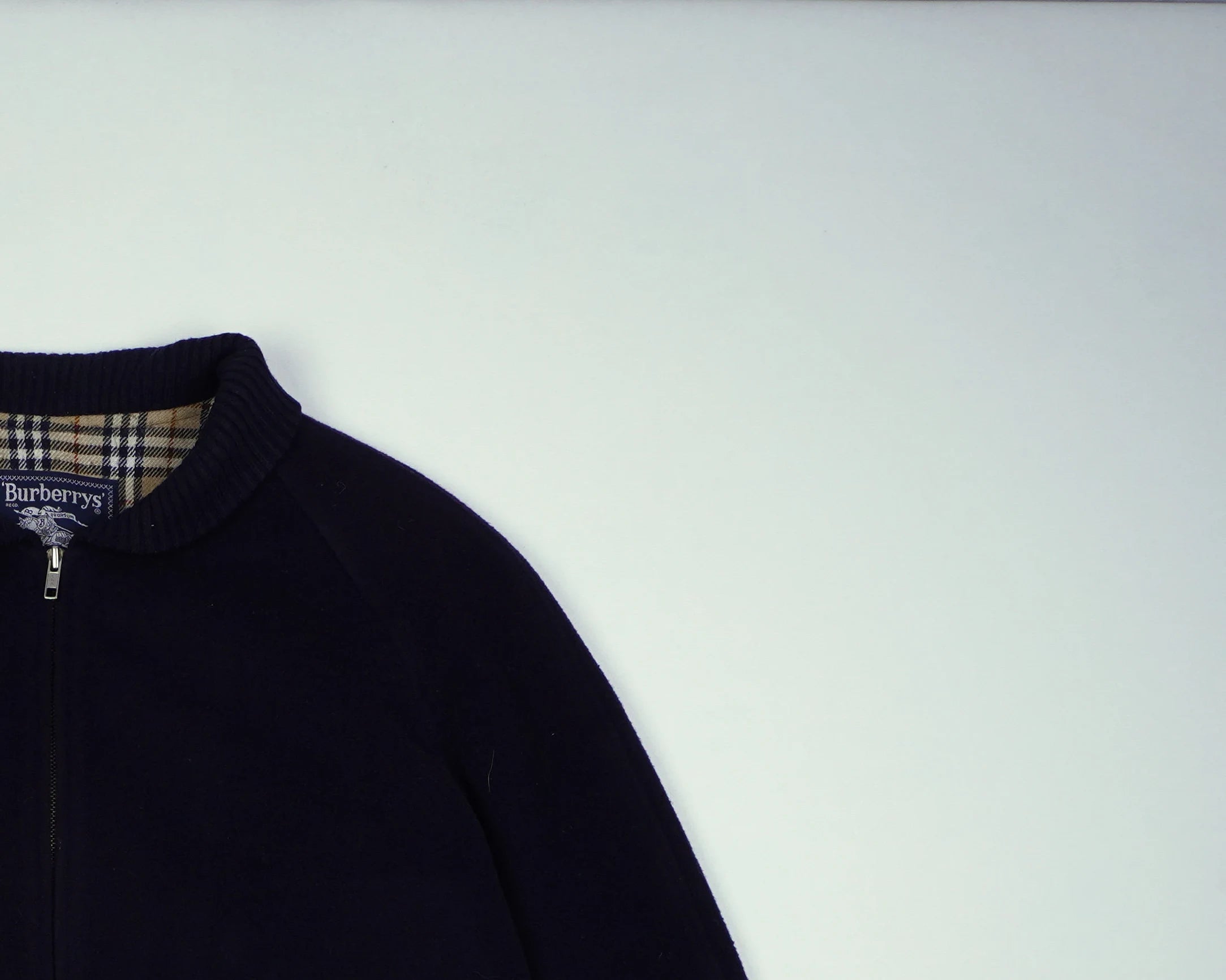 Burberry Navy Bomber Jacket M Wool