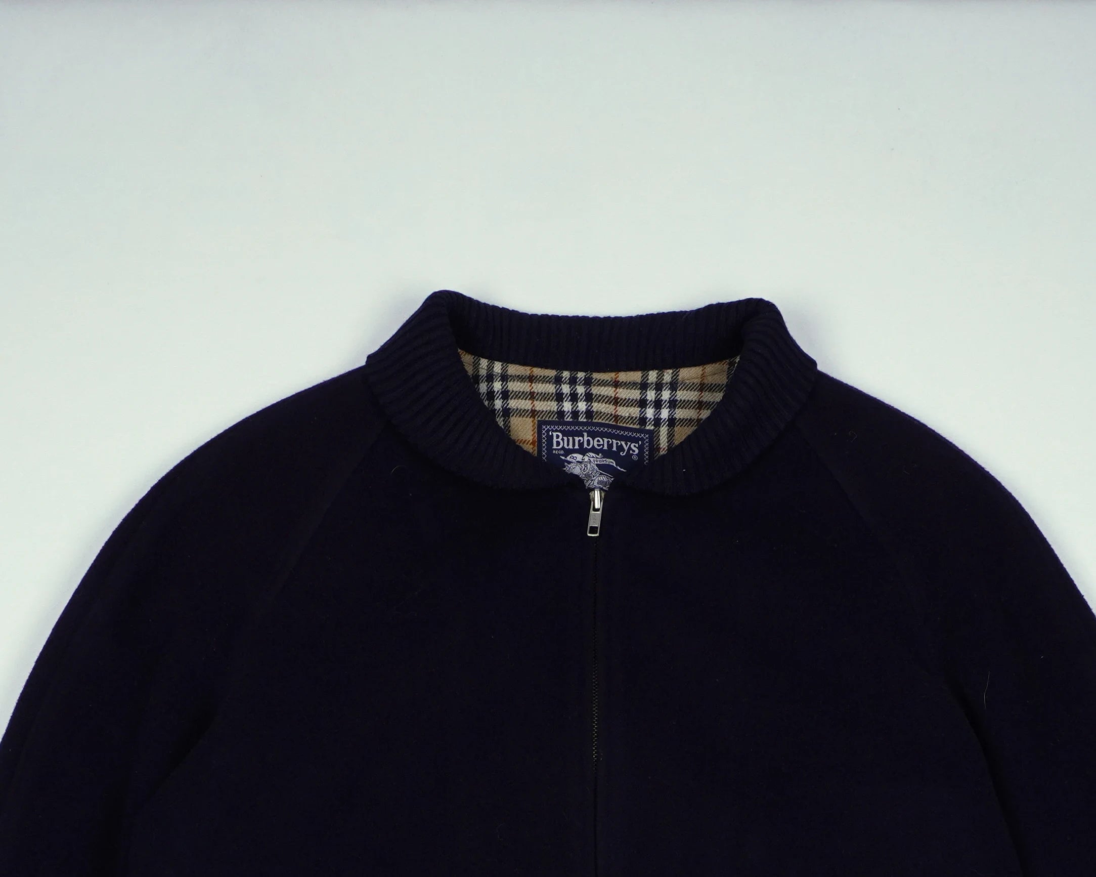 Burberry Navy Bomber Jacket M Wool