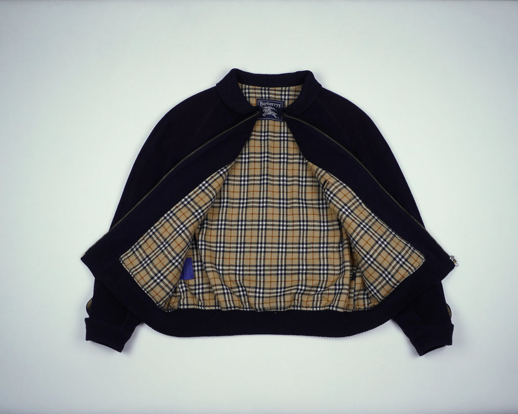 Burberry Navy Bomber Jacket M Wool