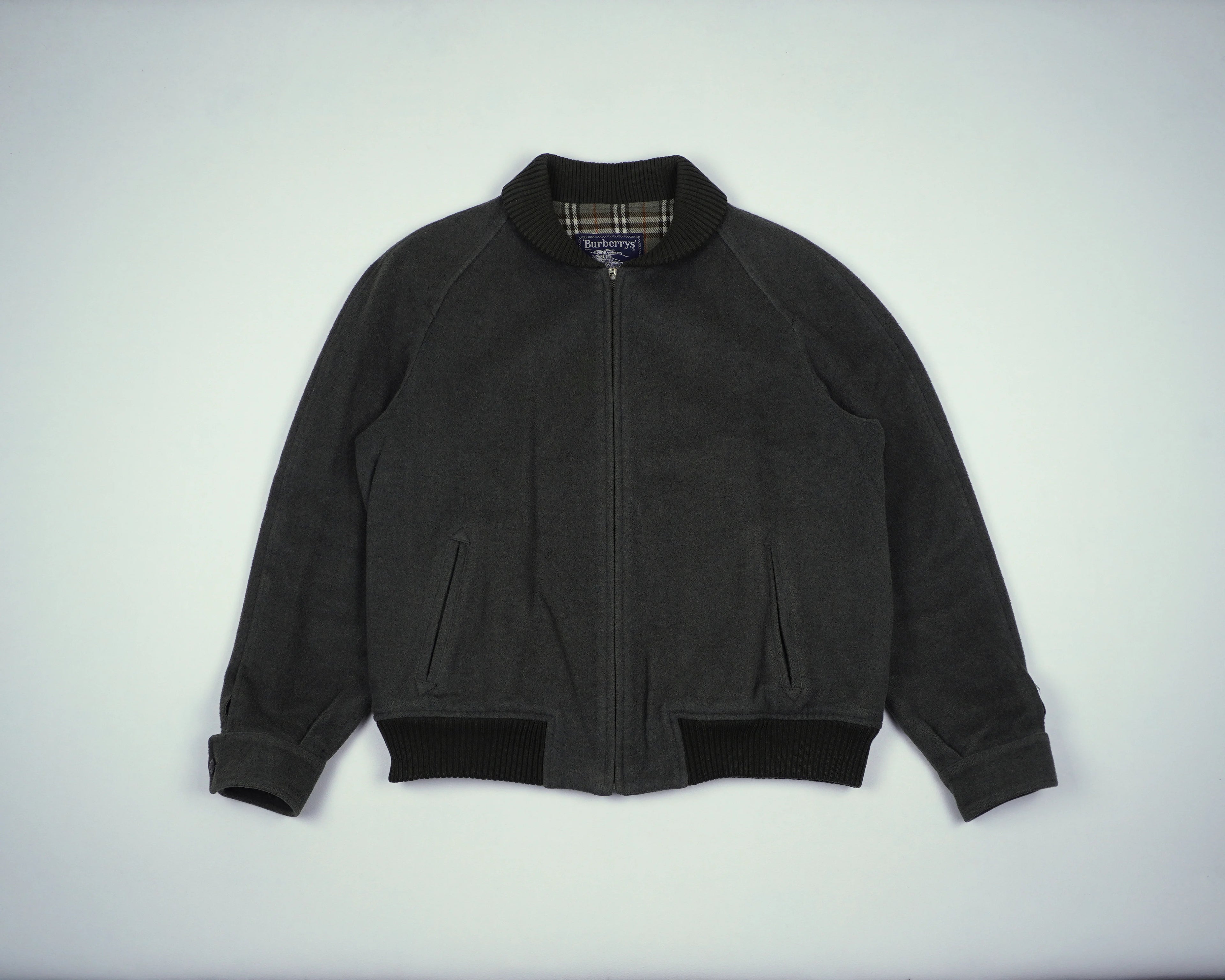 Burberry Green Bomber Jacket S Wool