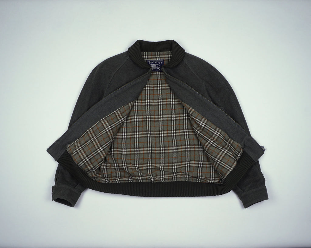 Burberry Green Bomber Jacket S Wool