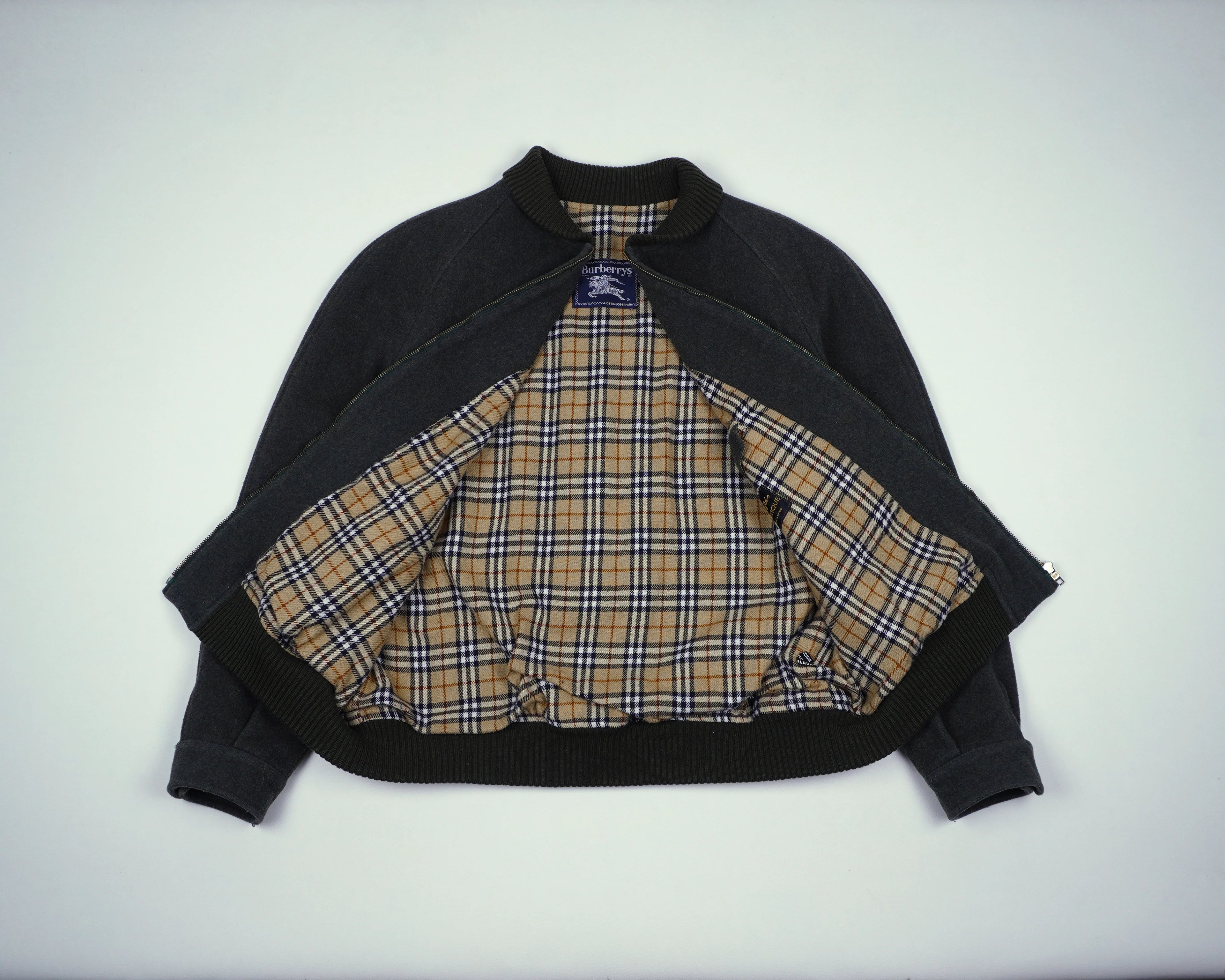 Burberry Green Bomber Jacket L Wool