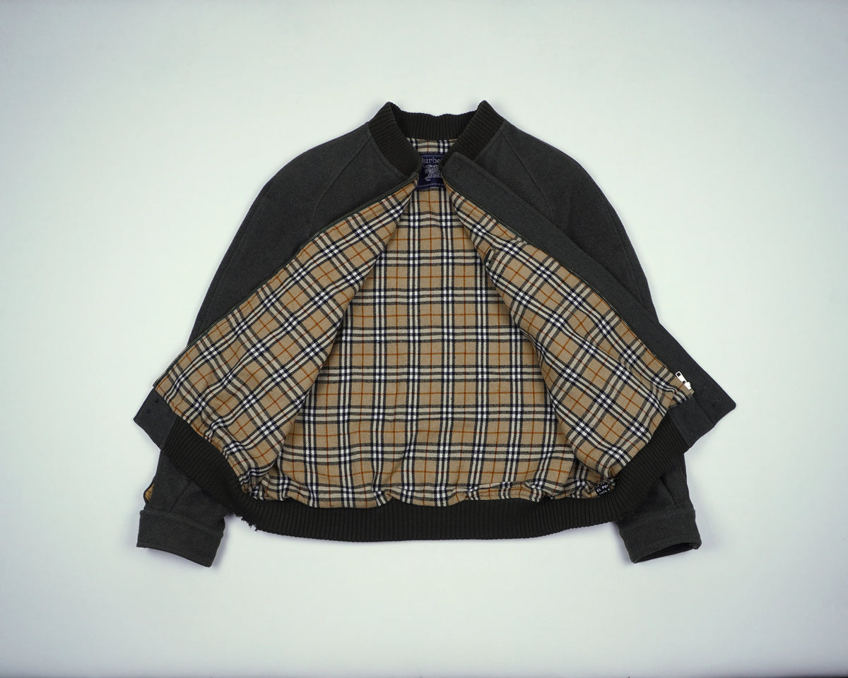 Burberry Green Bomber Jacket M Wool