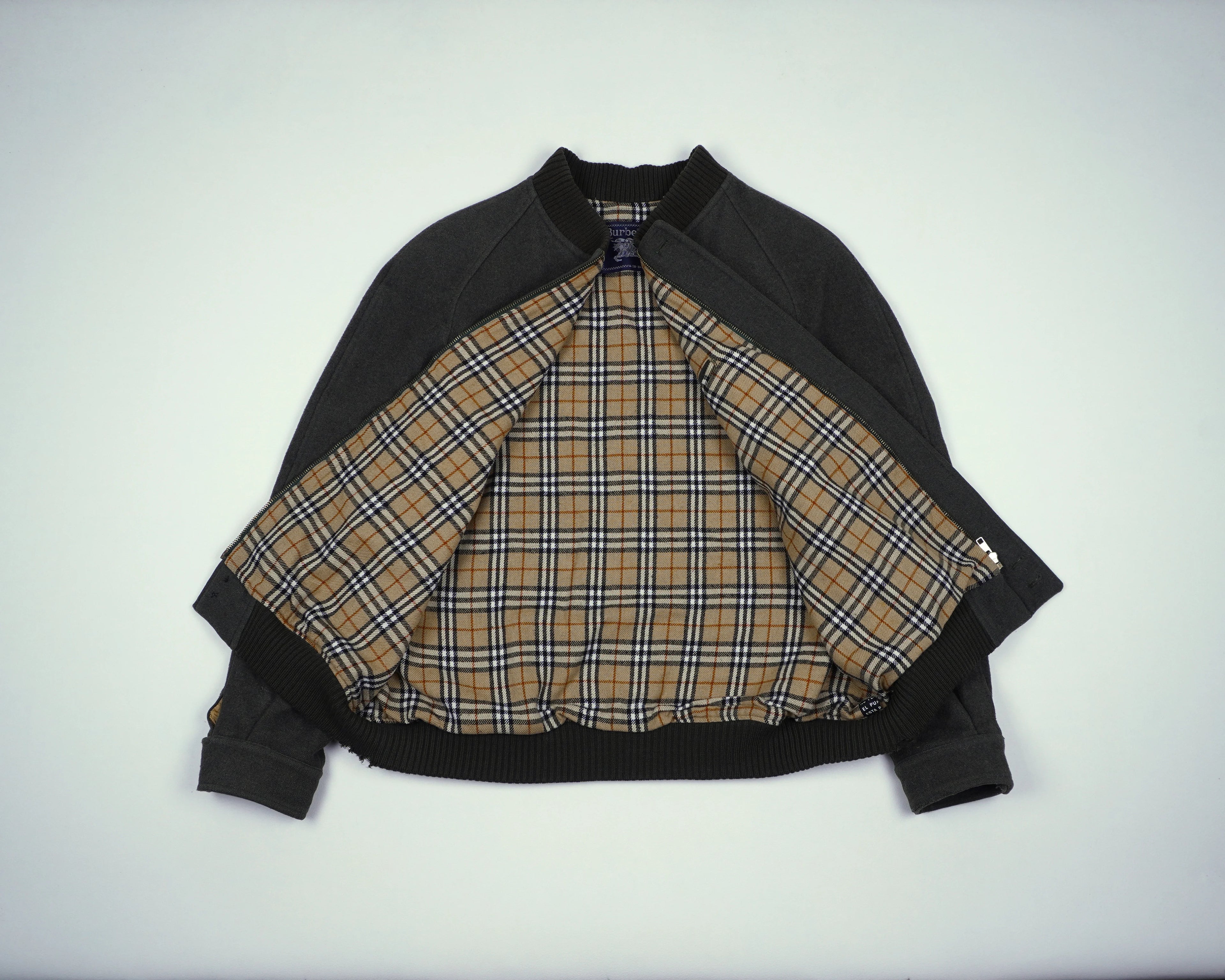 Burberry Green Bomber Jacket M Wool