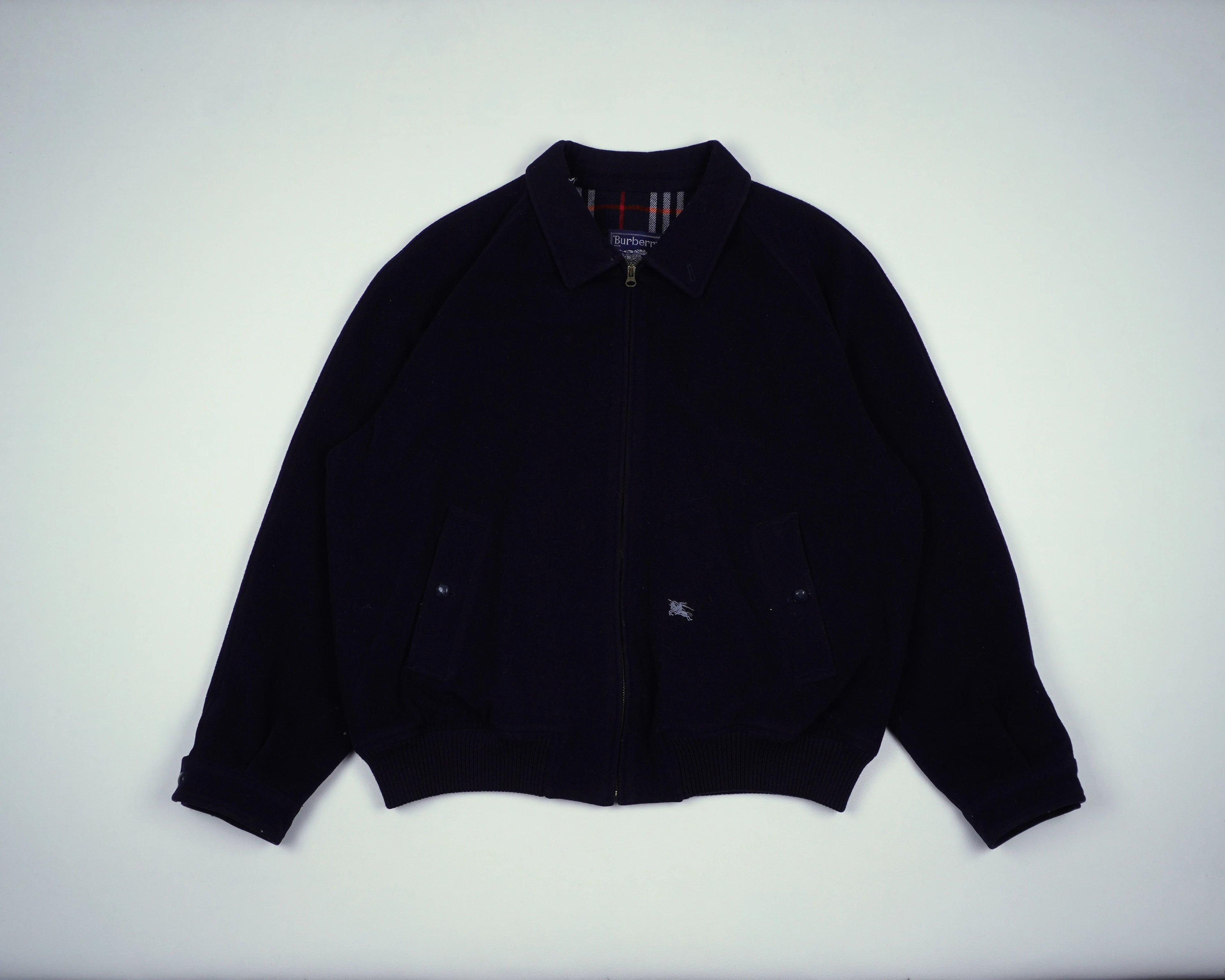 Burberry Navy Harrington Jacket L Wool
