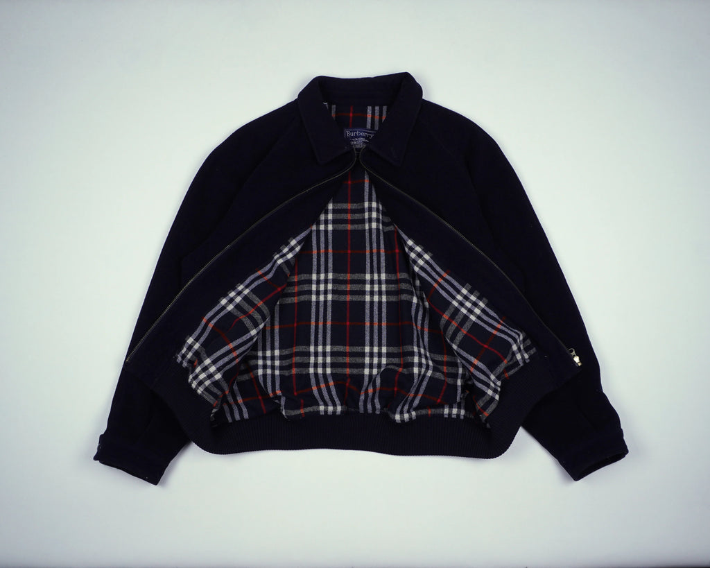 Burberry Navy Harrington Jacket L Wool