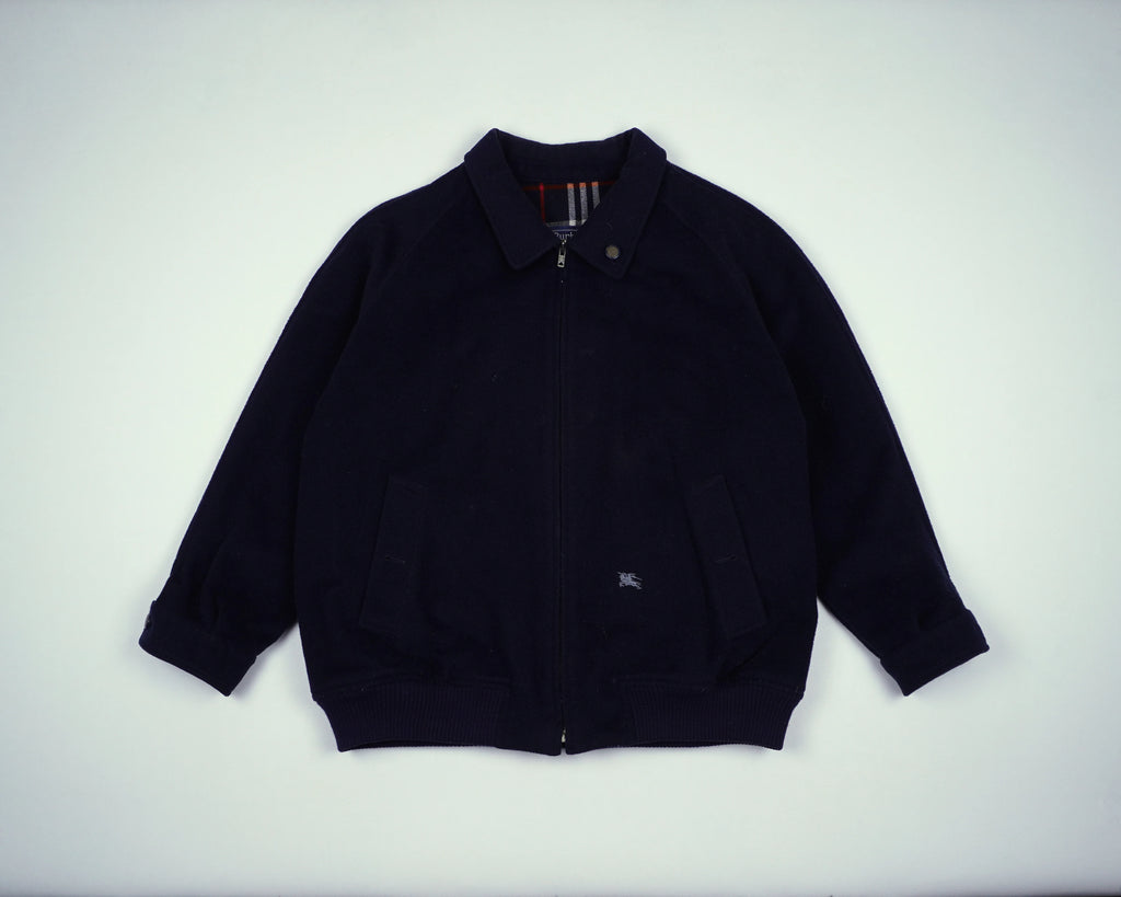 Burberrys Navy Harrington Jacket L Wool