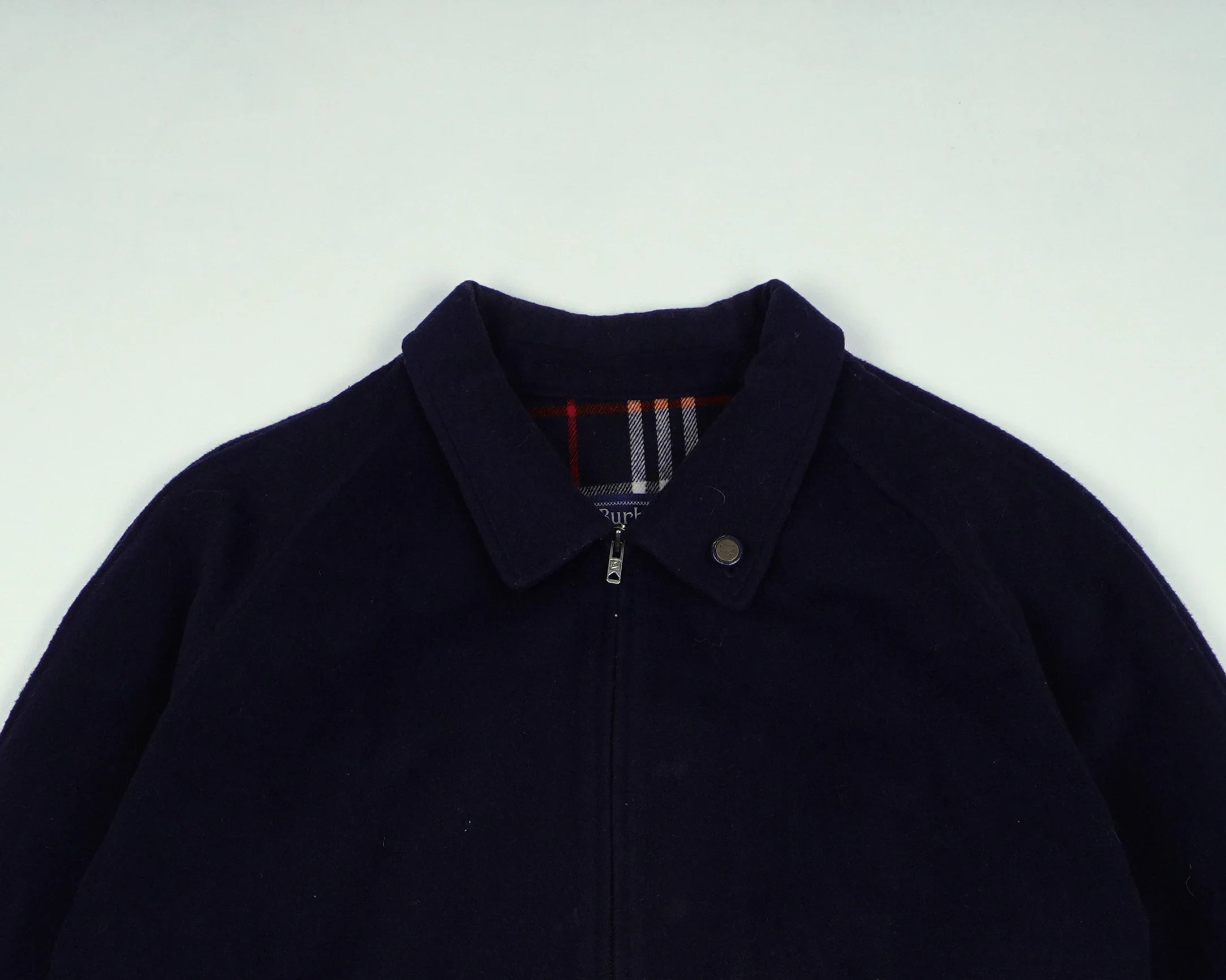 Burberrys Navy Harrington Jacket L Wool