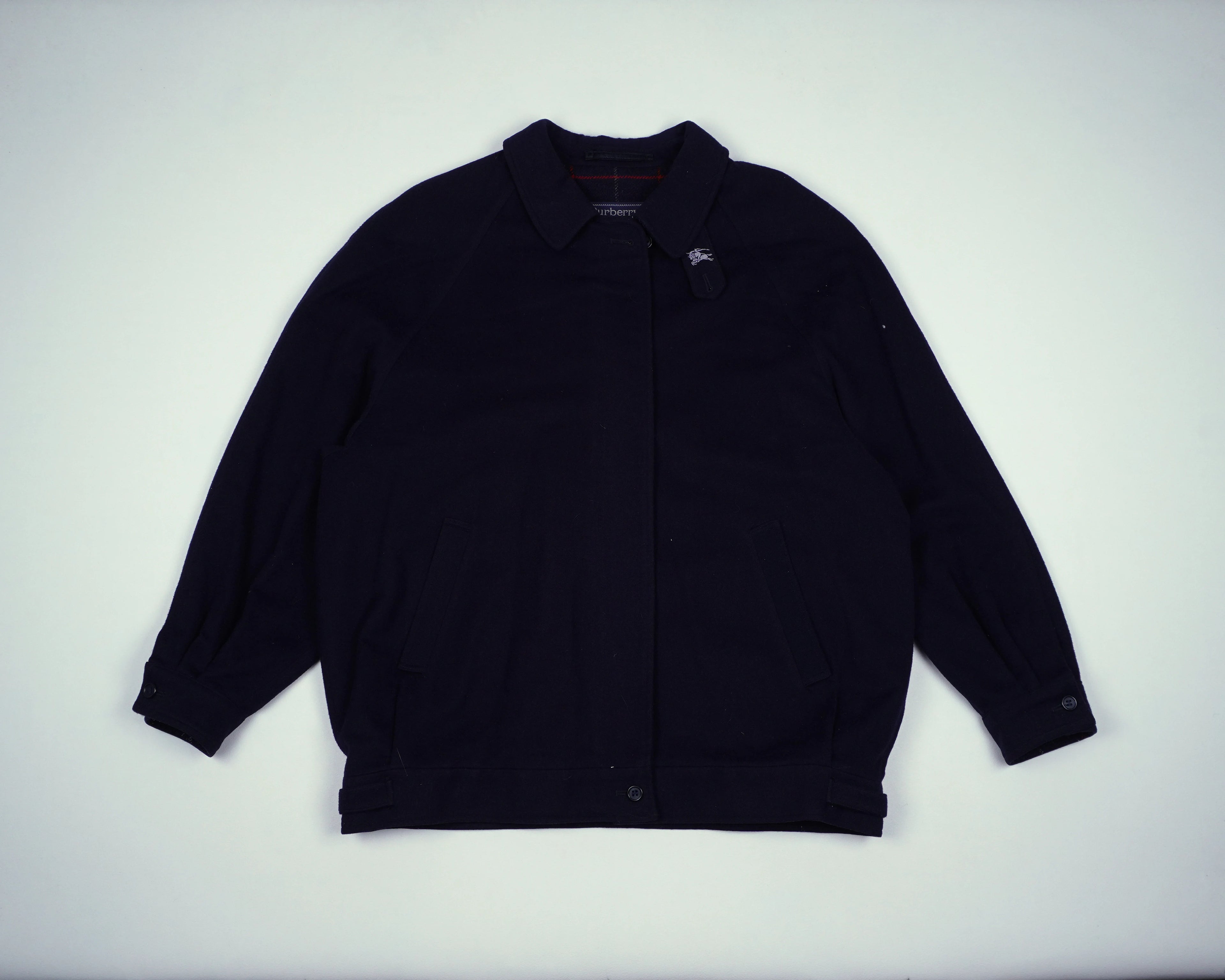 Burberry Navy Harrington Jacket L Wool