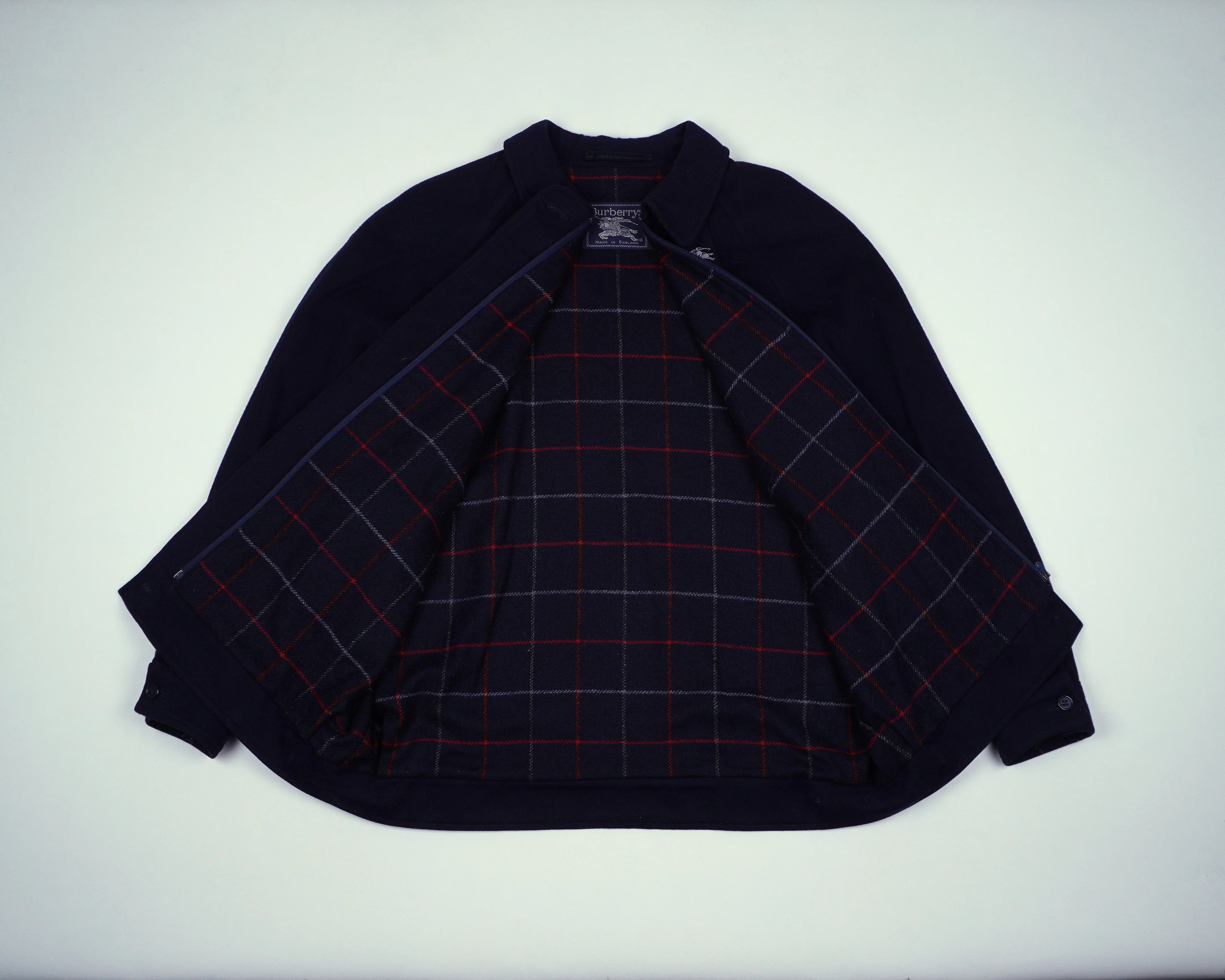 Burberry Navy Harrington Jacket L Wool