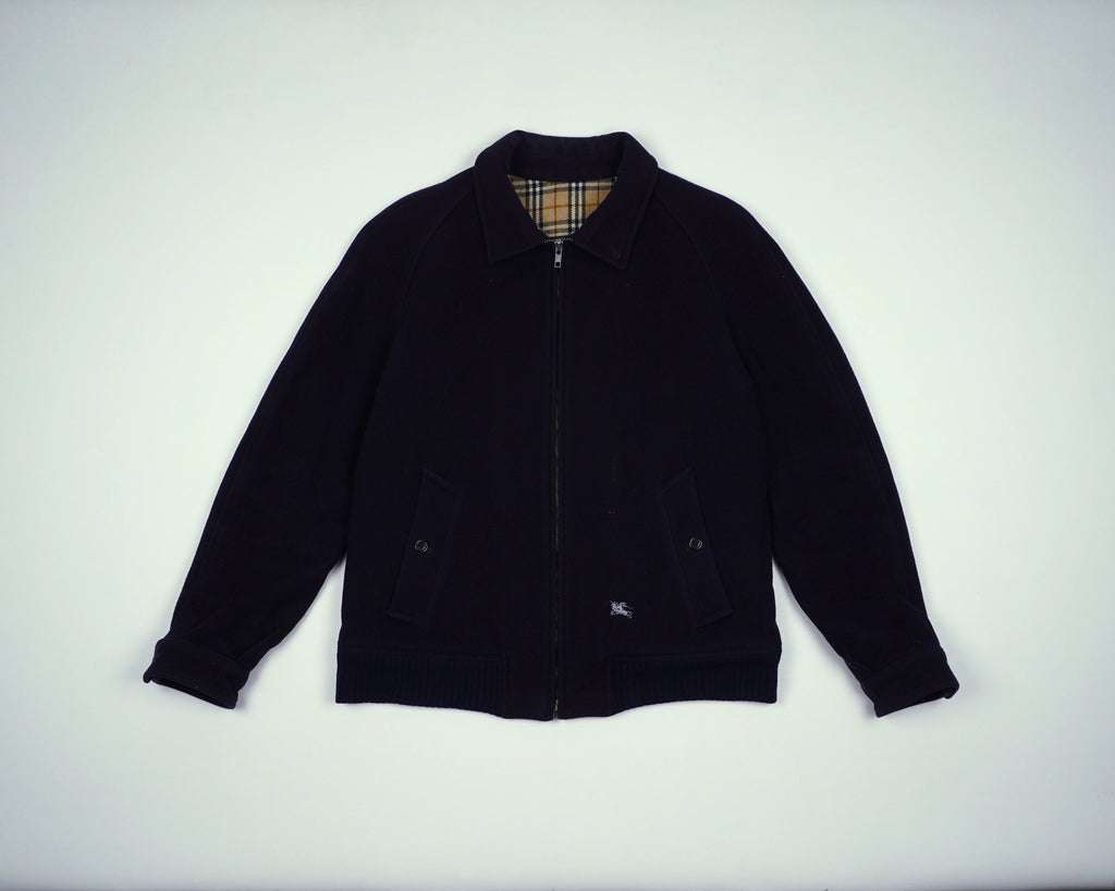 Burberry Navy Harrington Jacket S Wool