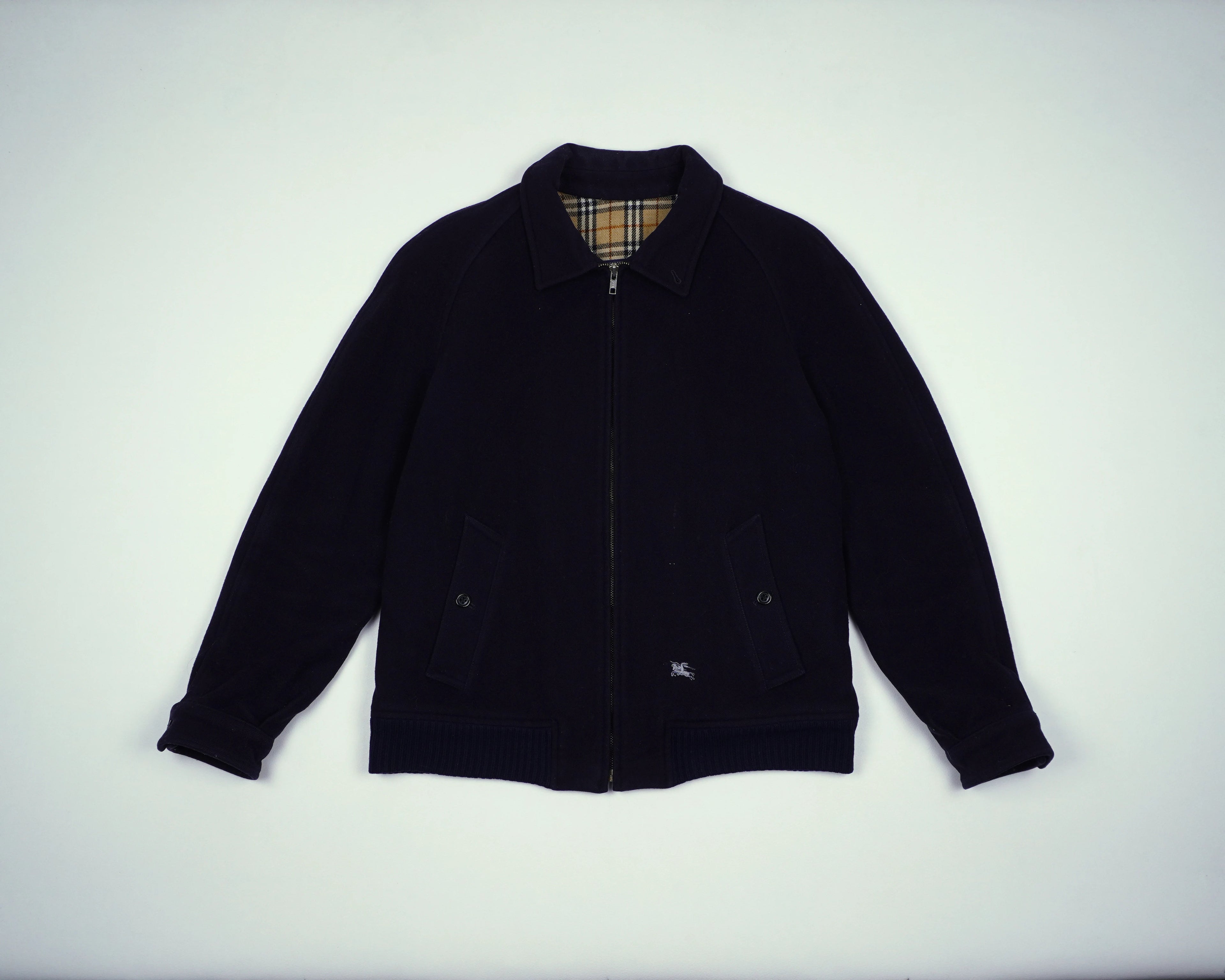 Burberry Navy Harrington Jacket S Wool