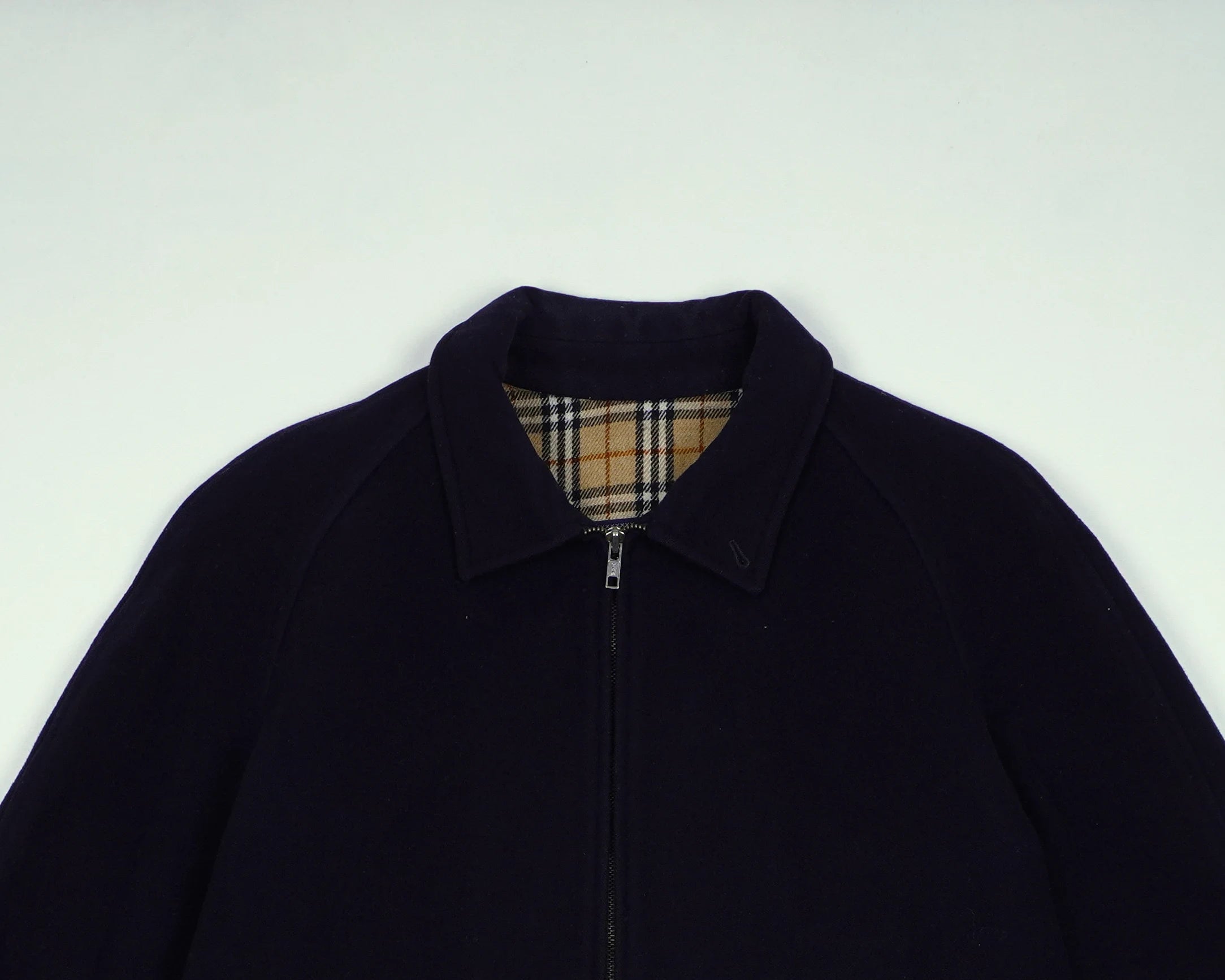 Burberry Navy Harrington Jacket S Wool