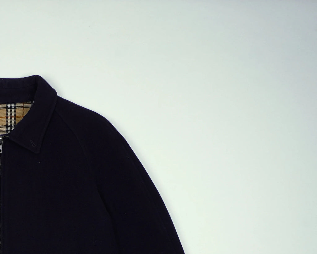 Burberry Navy Harrington Jacket S Wool