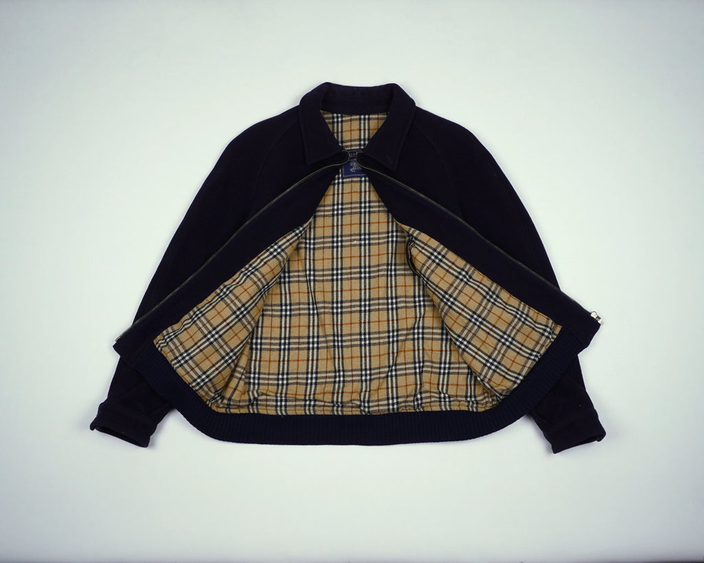 Burberry Navy Harrington Jacket S Wool