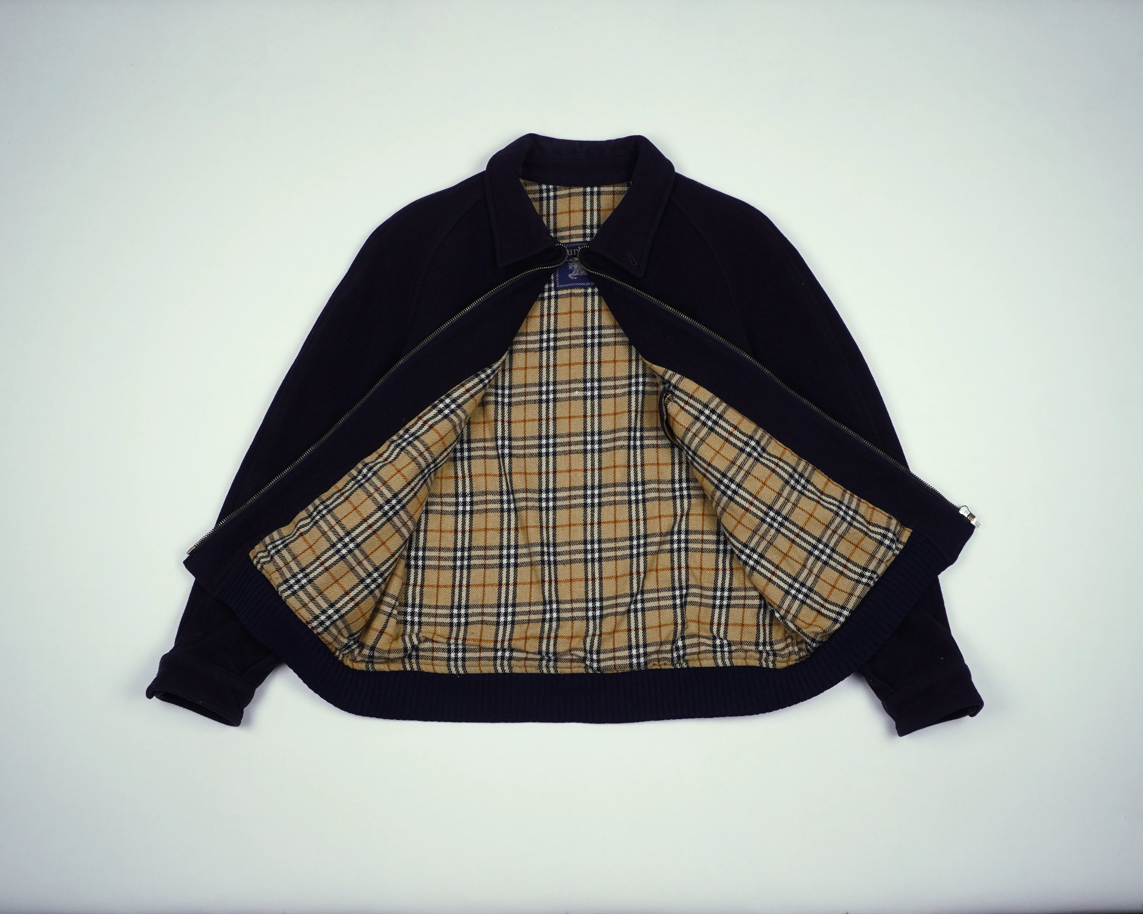 Burberry Navy Harrington Jacket S Wool