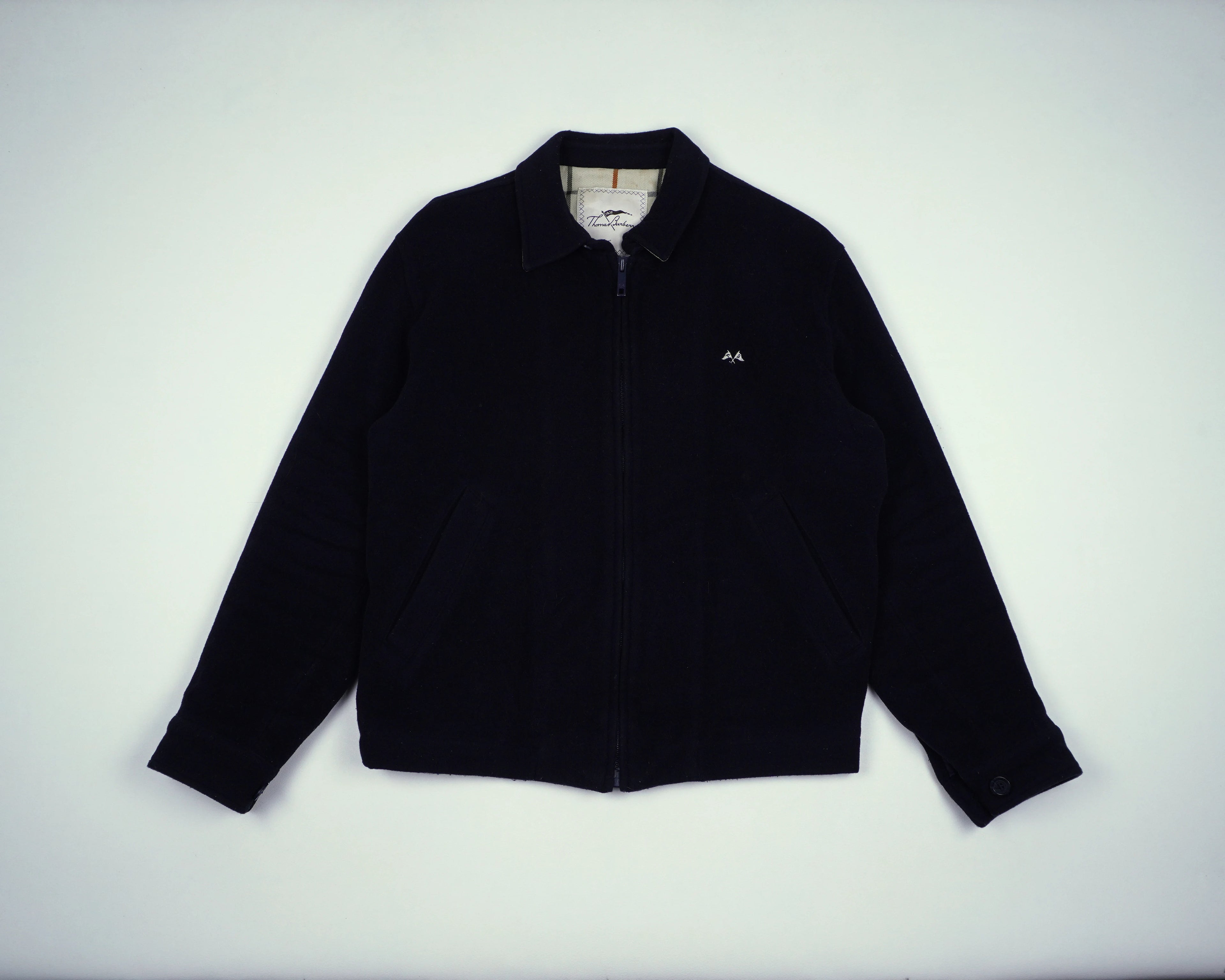 Burberry Navy Harrington Jacket M Wool