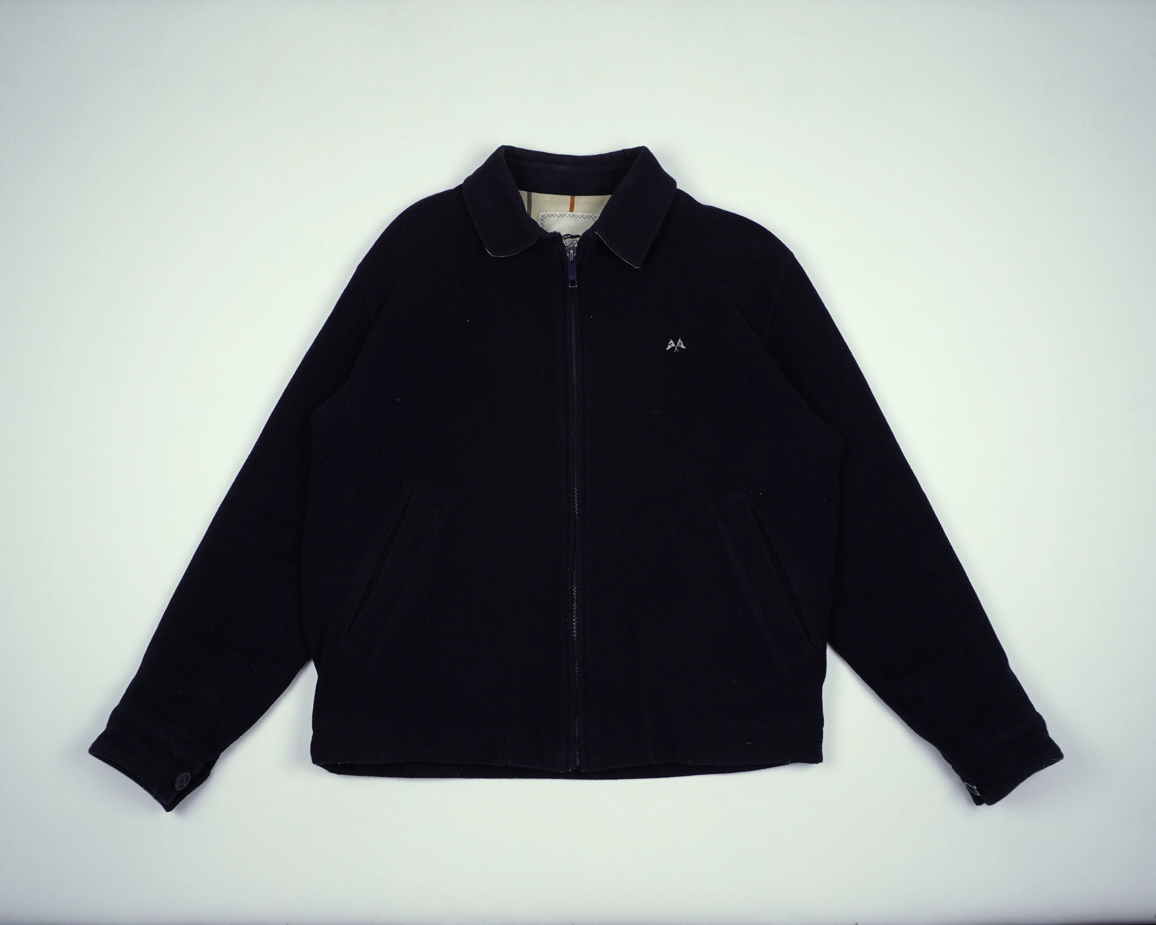 Burberry Navy Harrington Jacket L Wool