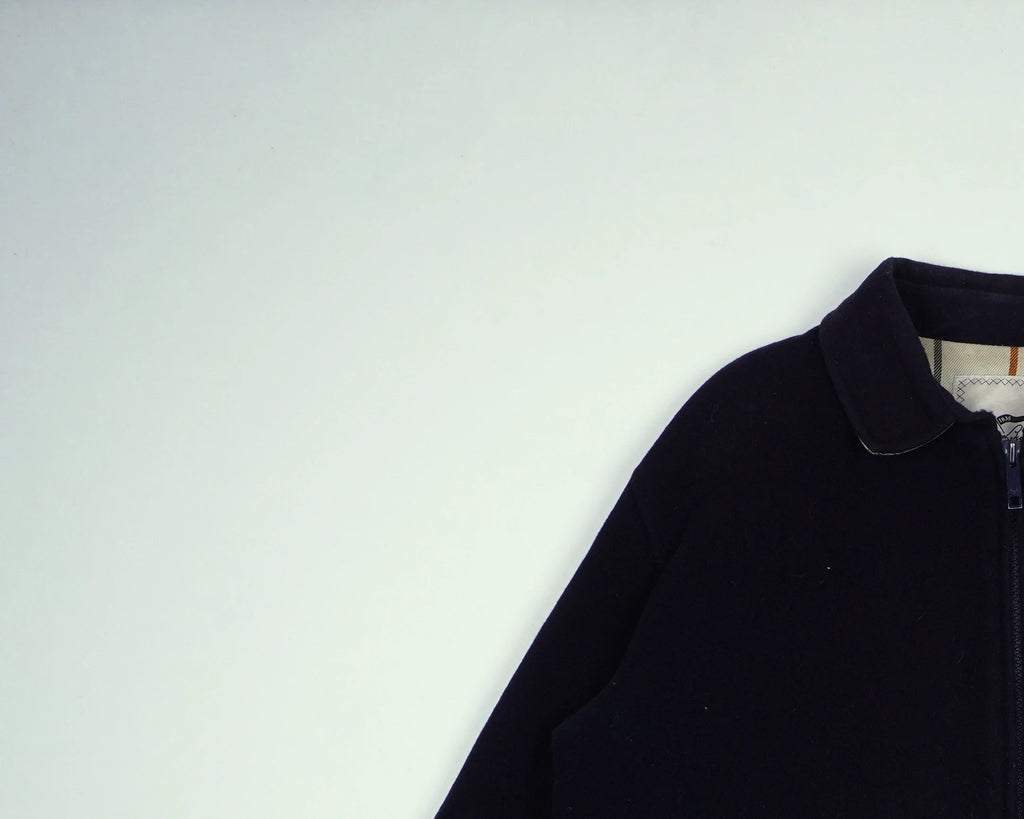 Burberry Navy Harrington Jacket L Wool