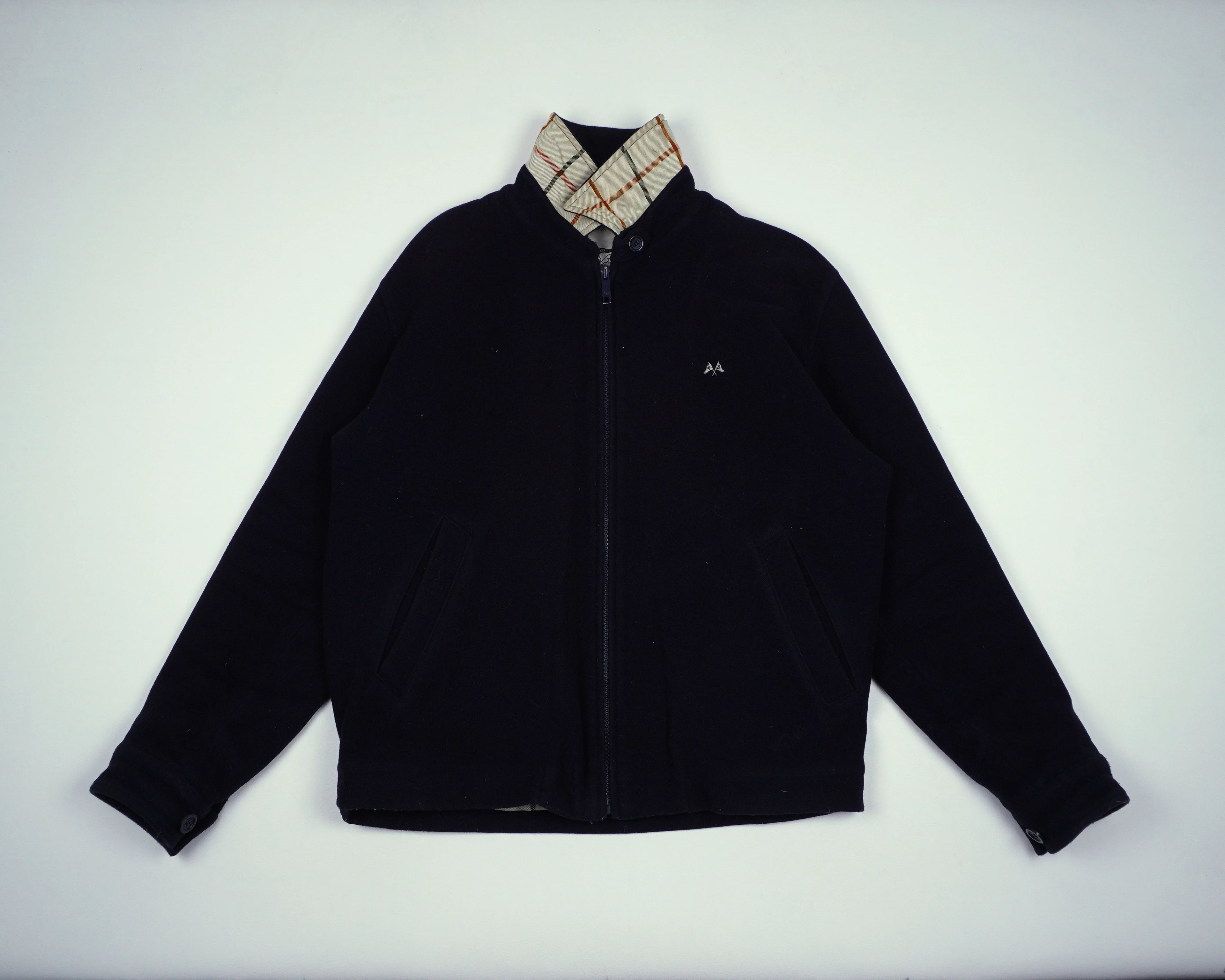 Burberry Navy Harrington Jacket L Wool