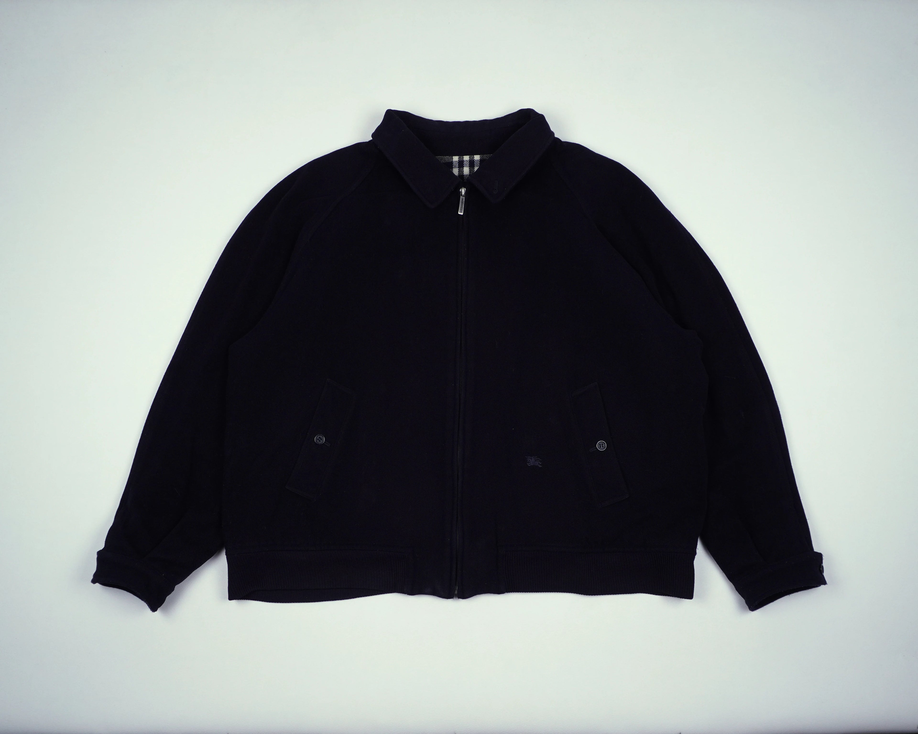 Burberry Navy Harrington Jacket XL Wool