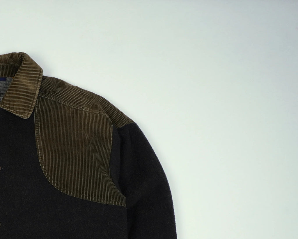 Burberry Green Overcoat S Wool, Corduroy