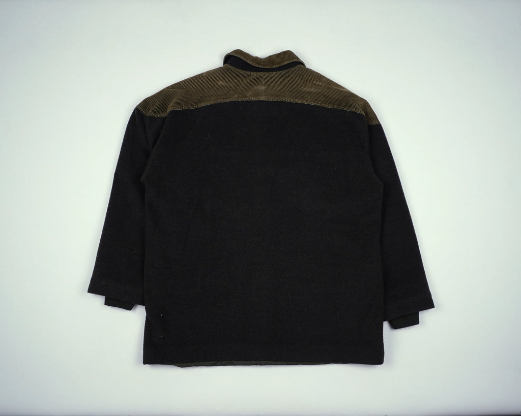 Burberry Green Overcoat S Wool, Corduroy