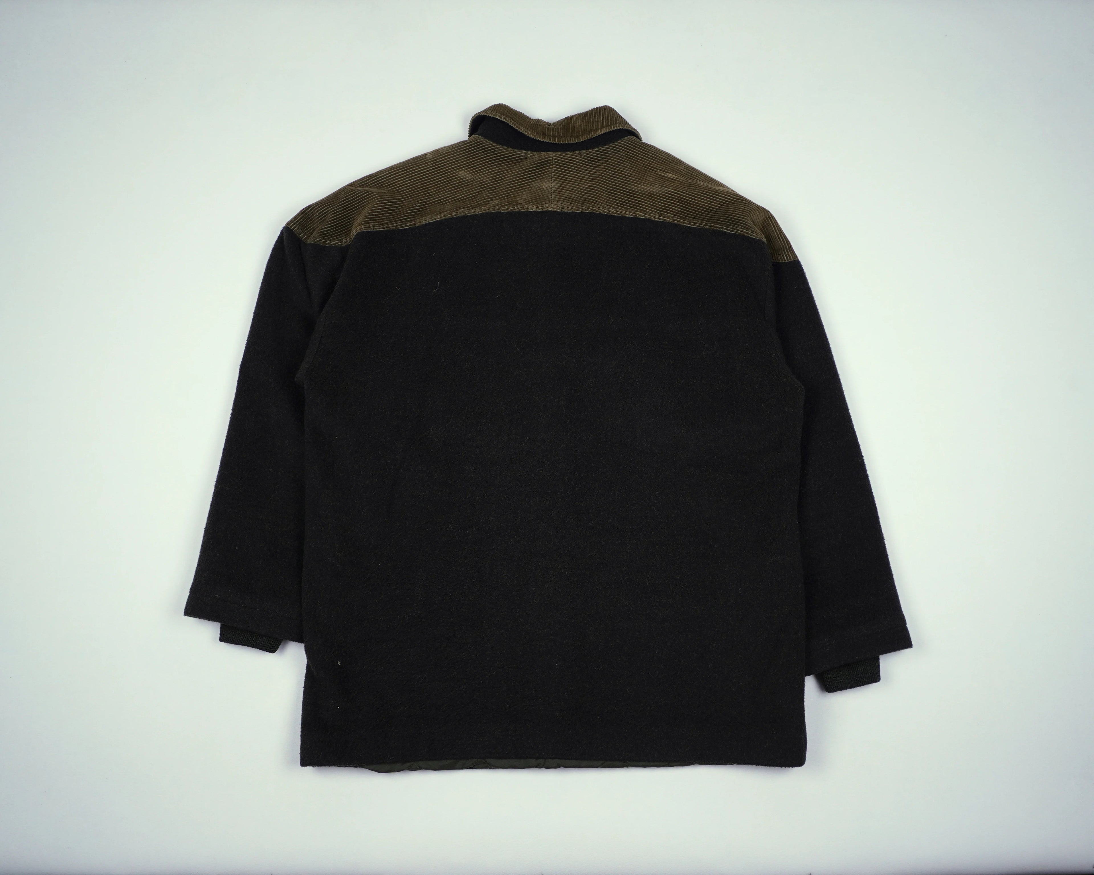 Burberry Green Overcoat S Wool, Corduroy