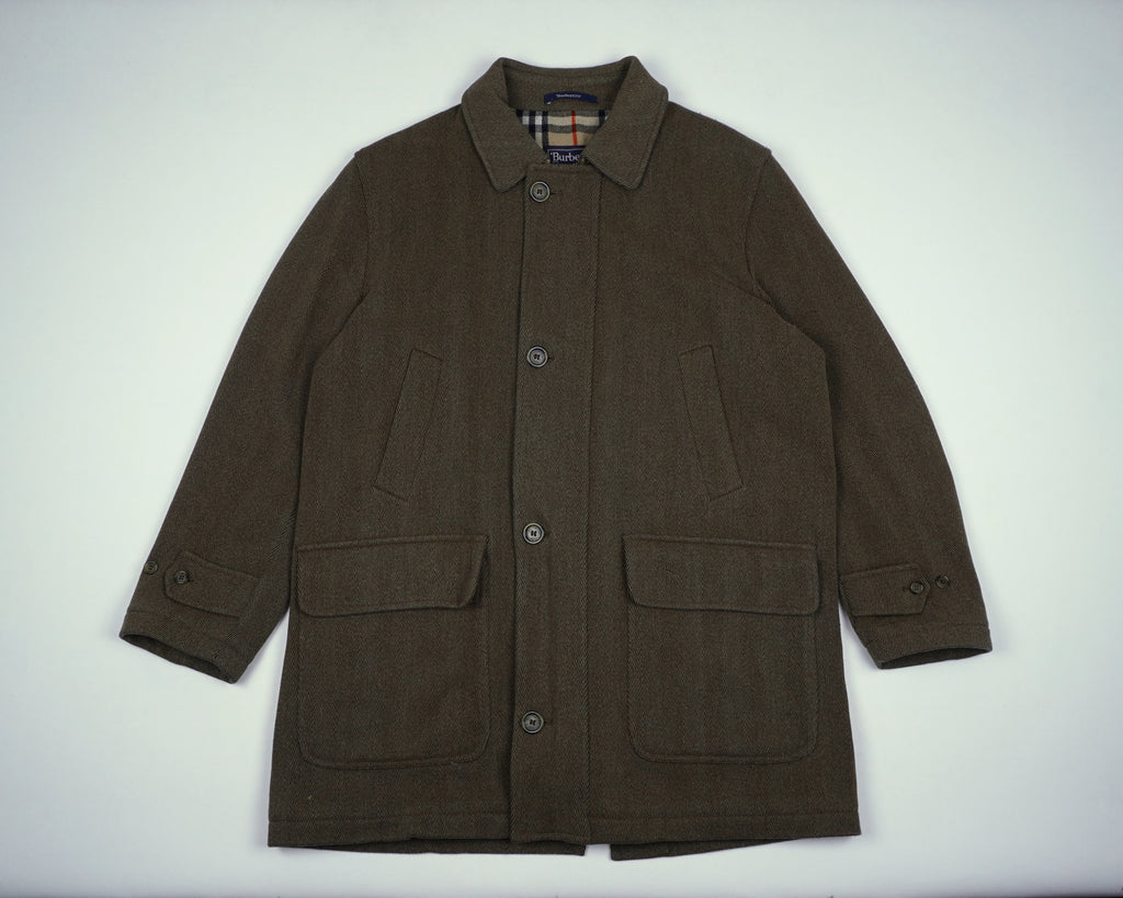 Burberry Green Overcoat L Wool