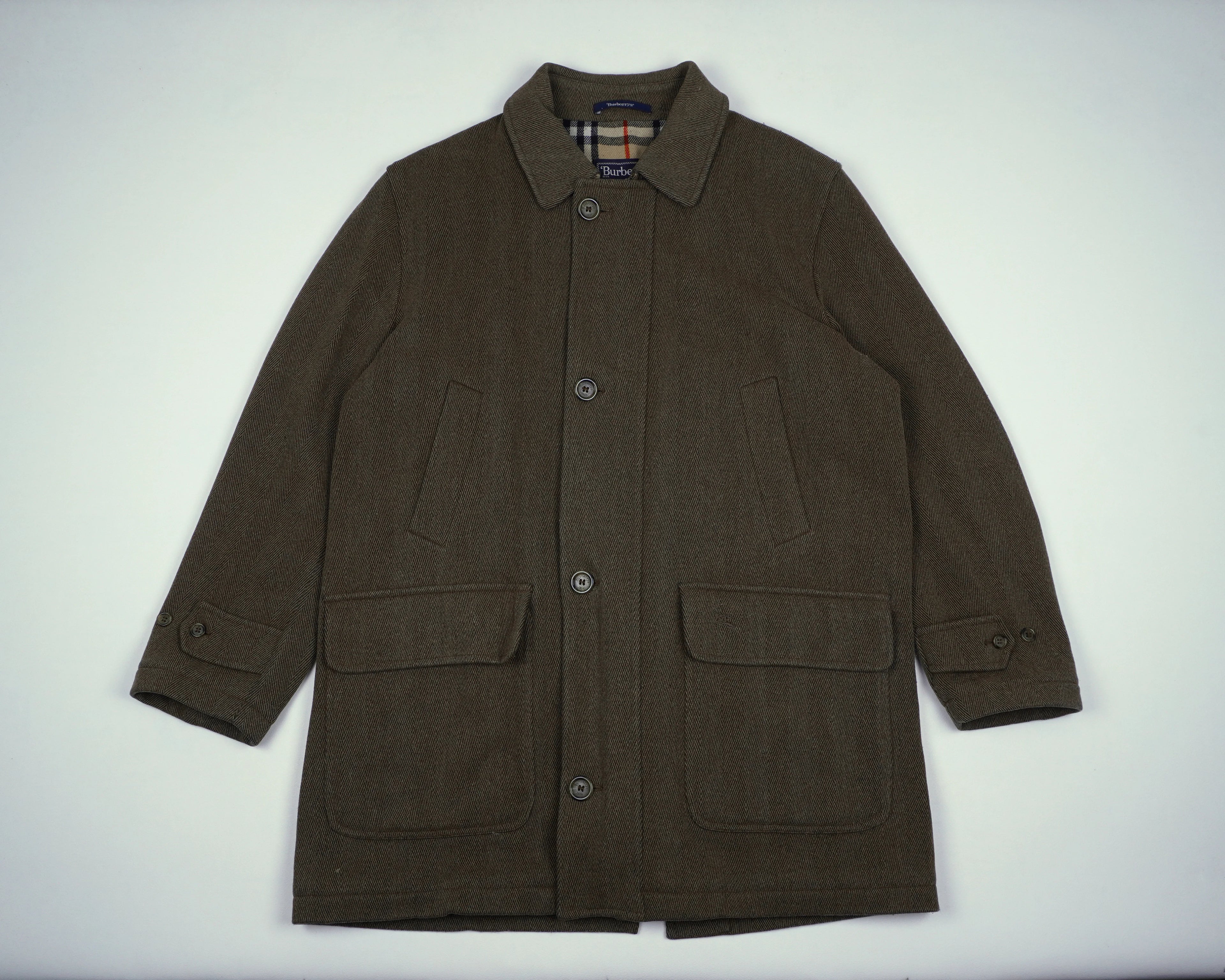 Burberry Green Overcoat L Wool