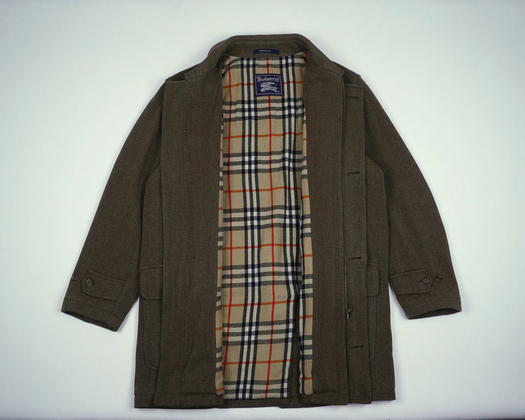 Burberry Green Overcoat L Wool