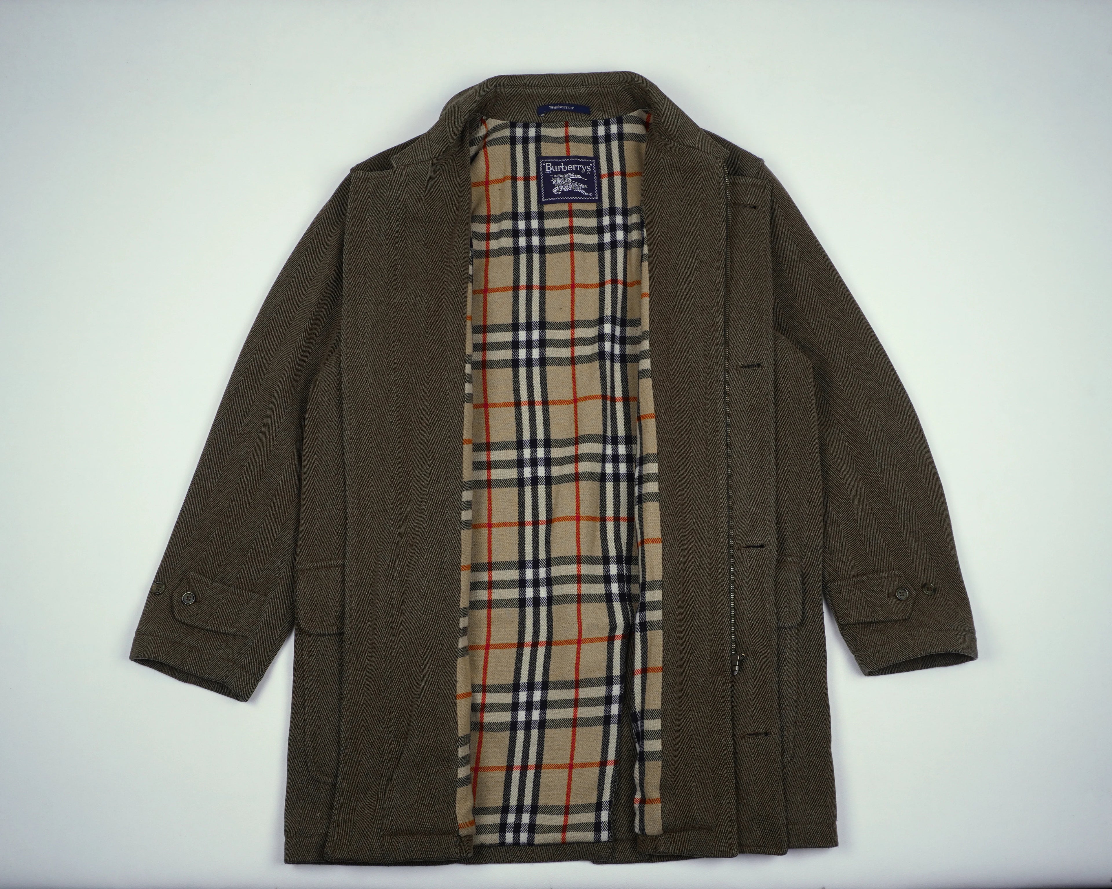 Burberry Green Overcoat L Wool