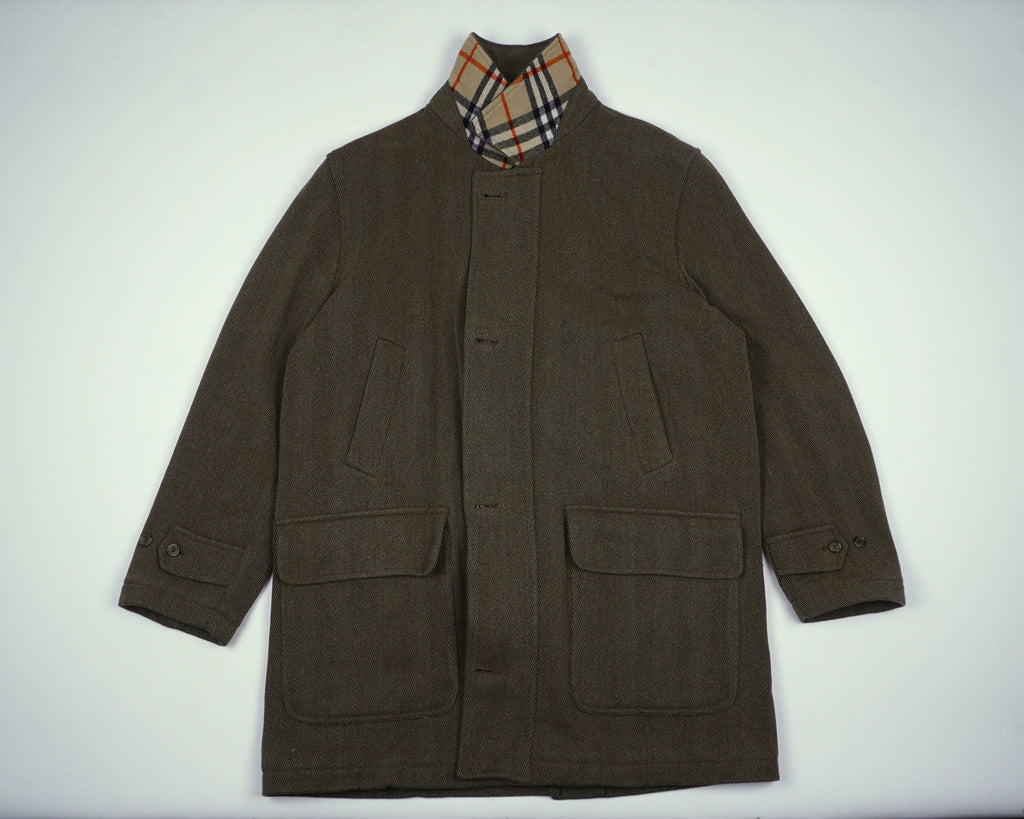 Burberry Green Overcoat L Wool