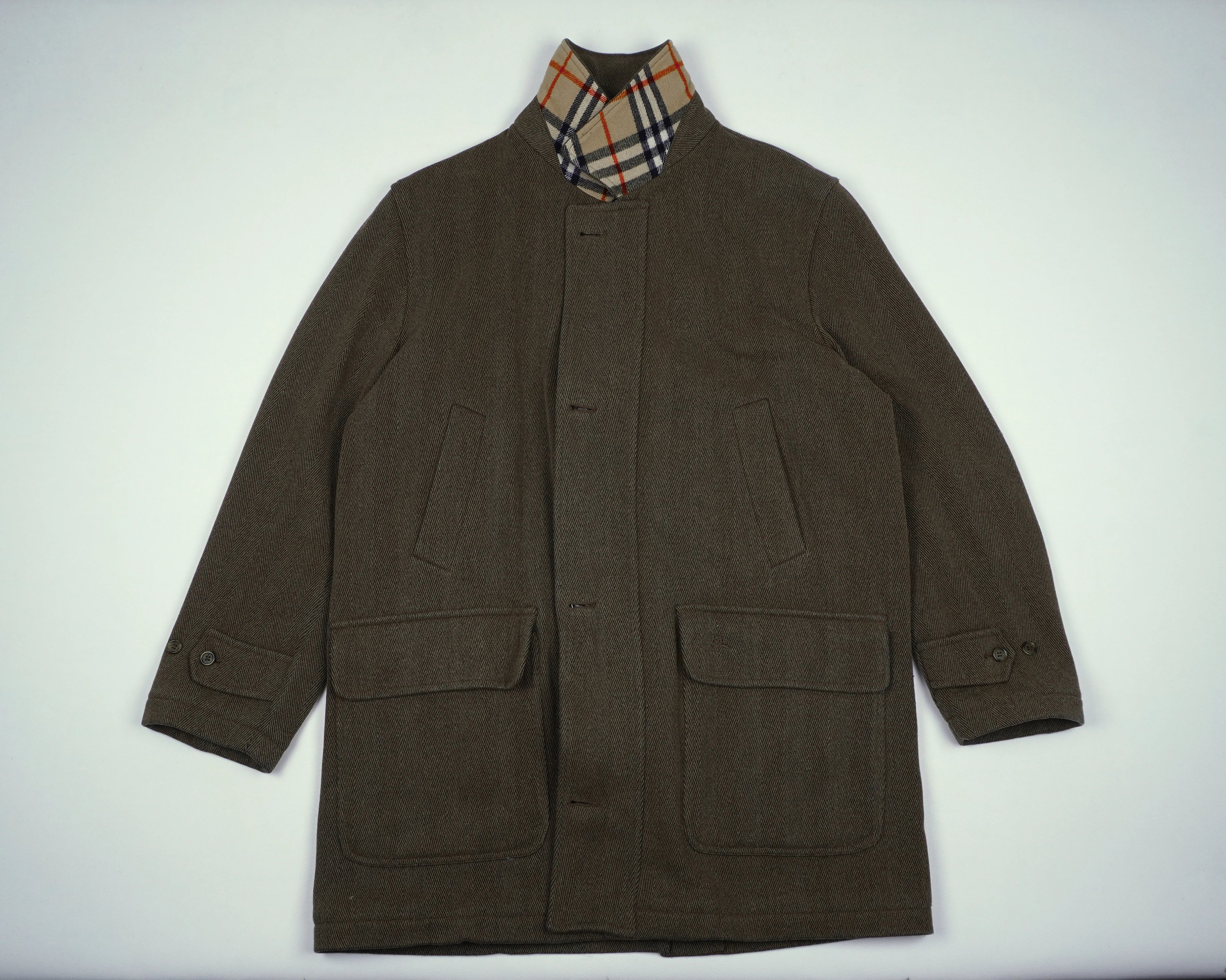 Burberry Green Overcoat L Wool