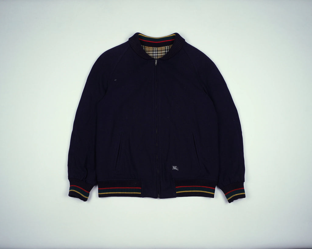 Burberry Navy Harrington Jacket S Wool