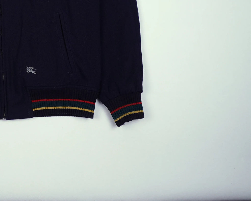 Burberry Navy Harrington Jacket S Wool