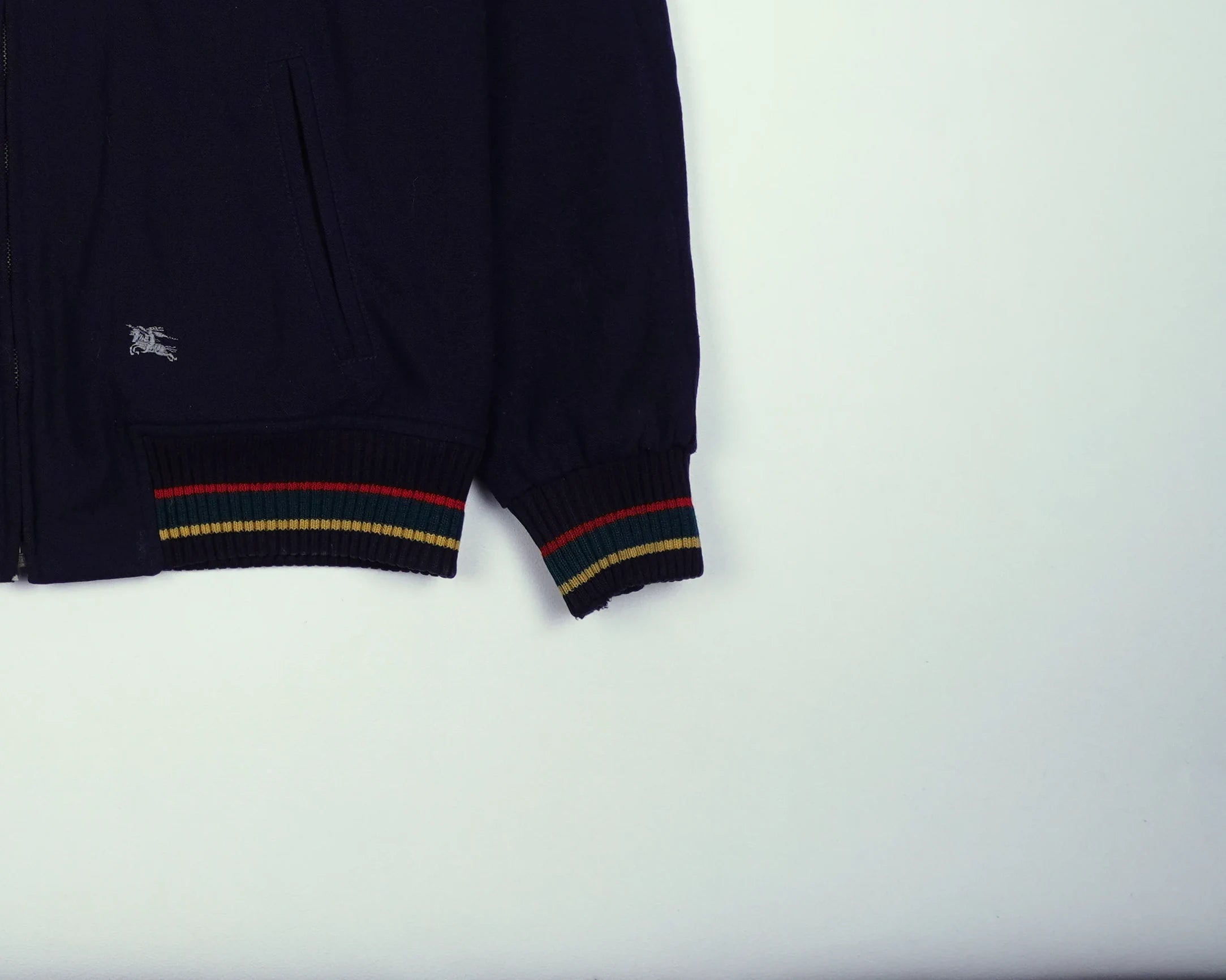 Burberry Navy Harrington Jacket S Wool