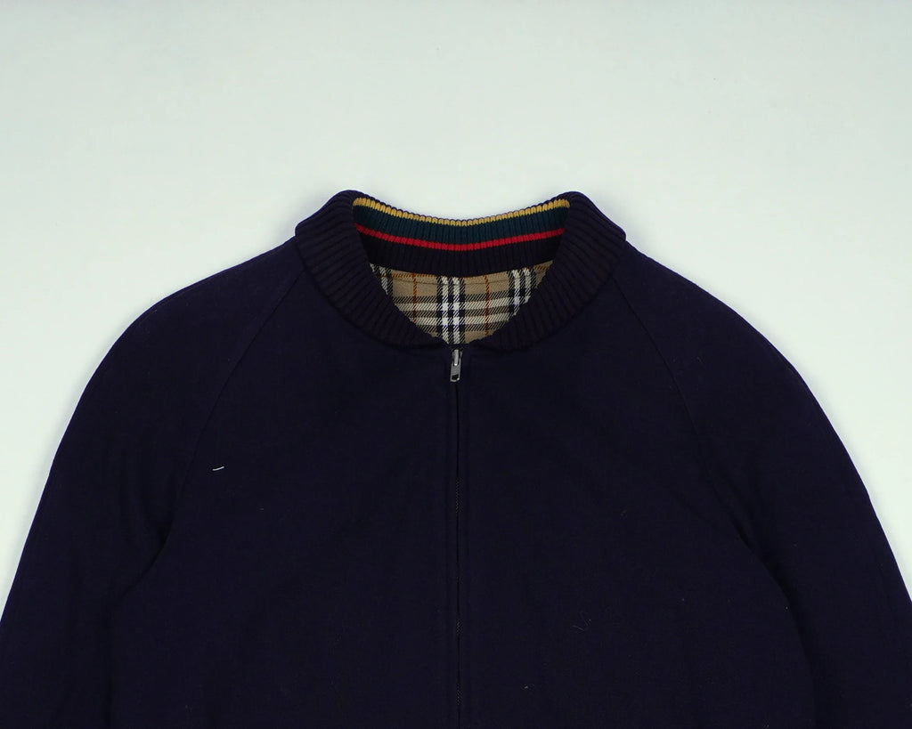Burberry Navy Harrington Jacket S Wool