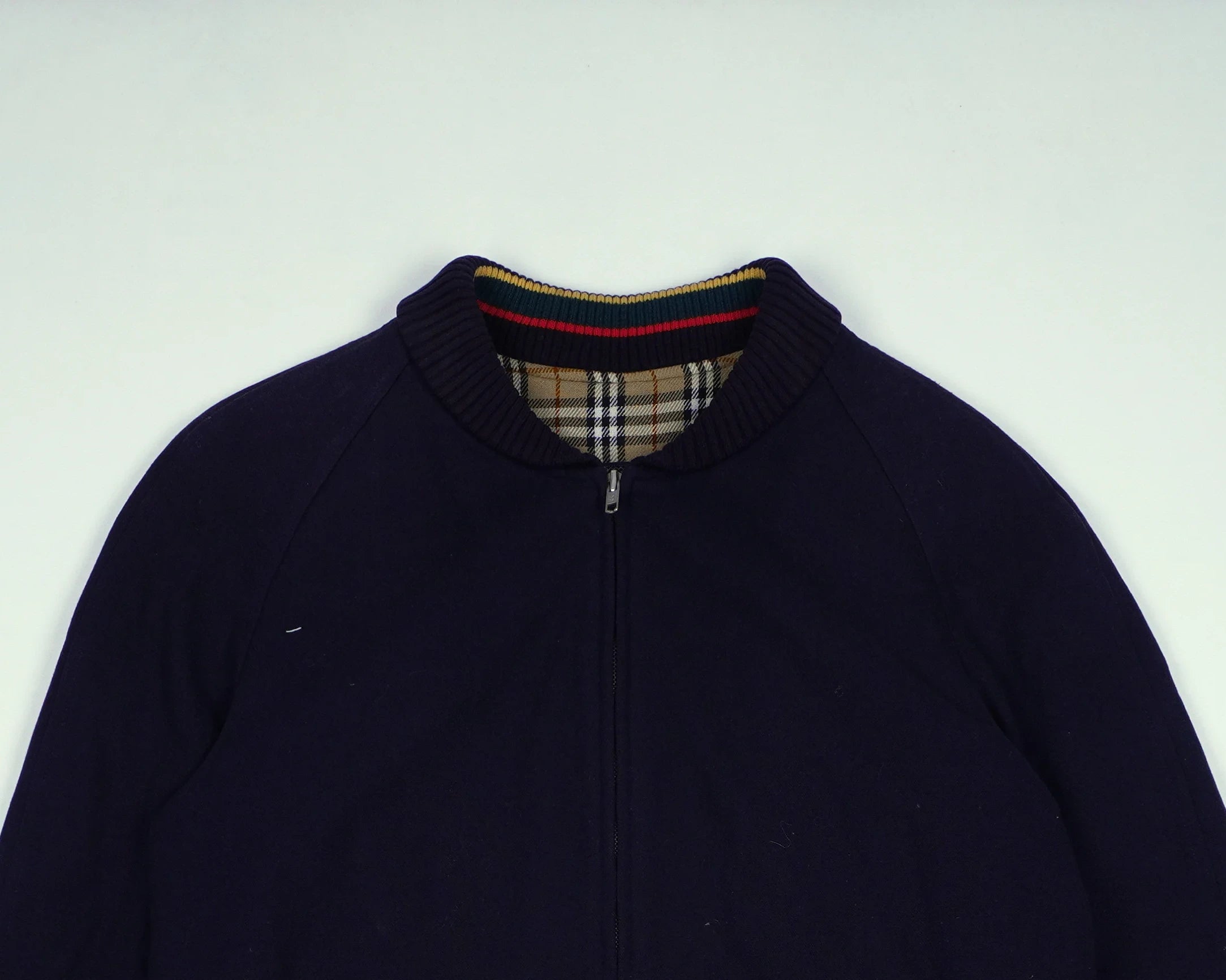 Burberry Navy Harrington Jacket S Wool