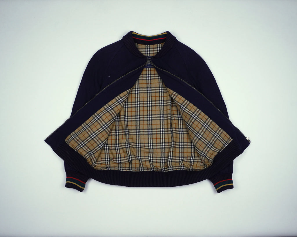 Burberry Navy Harrington Jacket S Wool