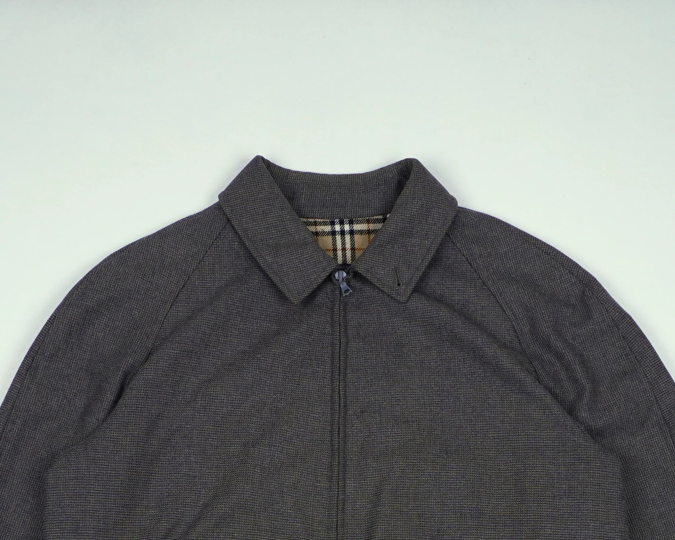 Burberry Grey Harrington Jacket M Cotton, Wool