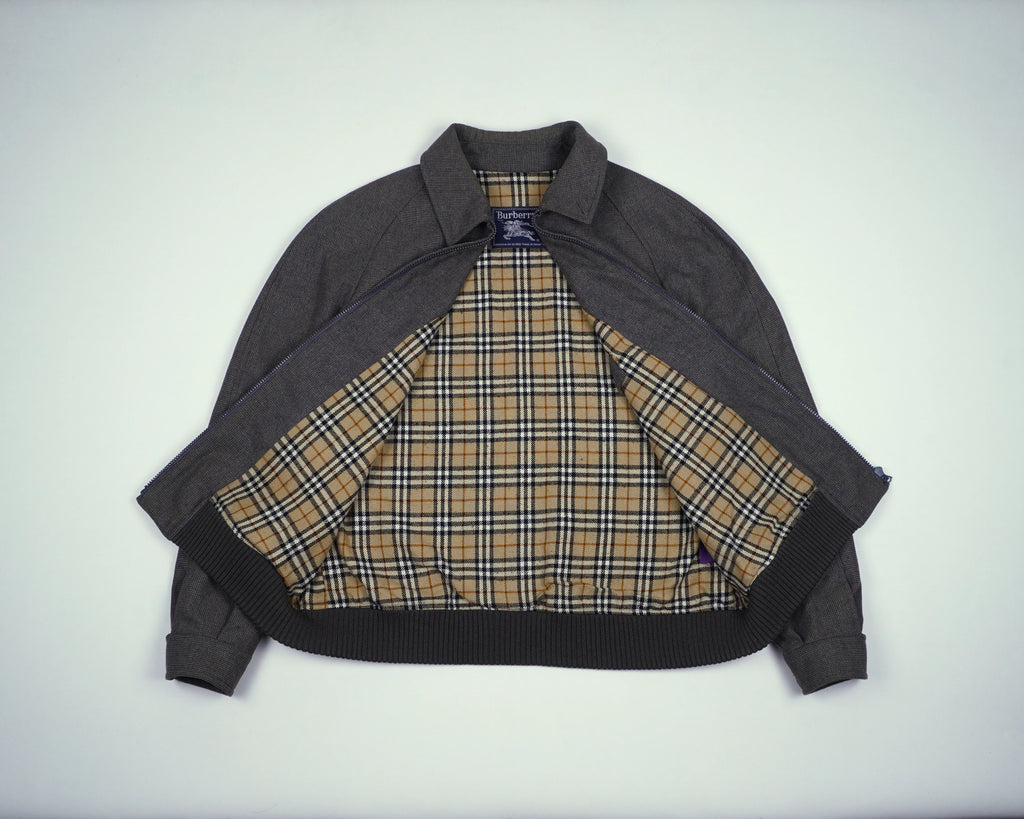 Burberry Grey Harrington Jacket M Cotton, Wool