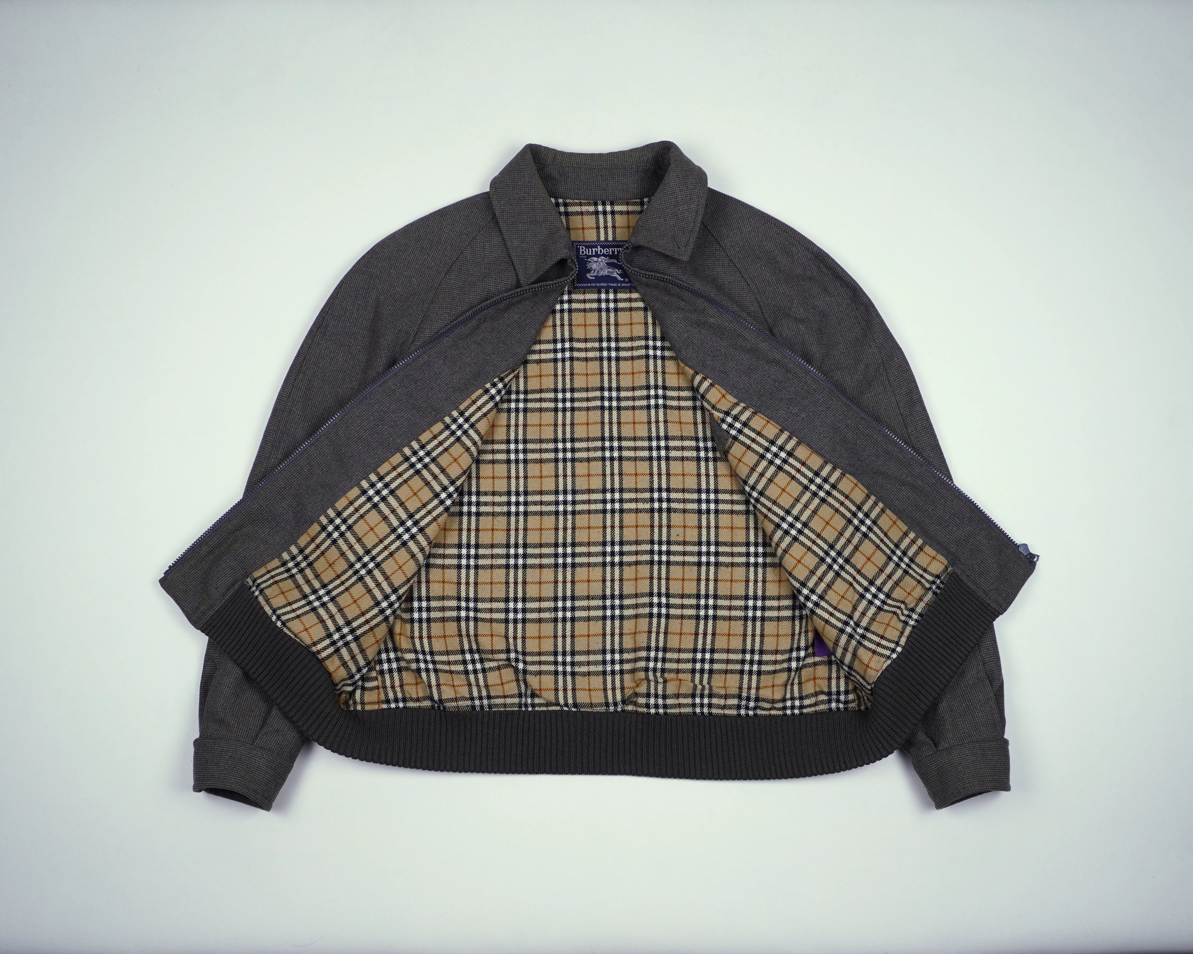 Burberry Grey Harrington Jacket M Cotton, Wool