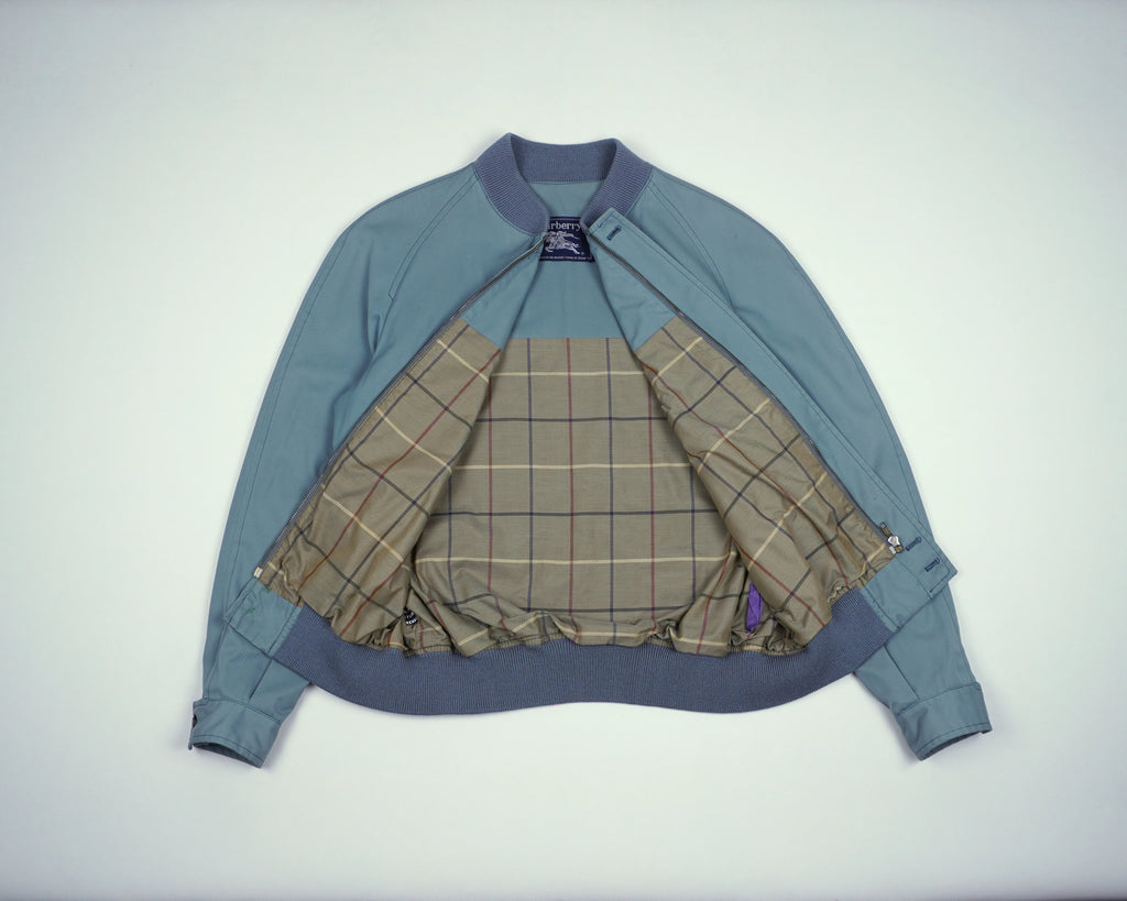 Burberry Blue Bomber Jacket S Polyester, Cotton