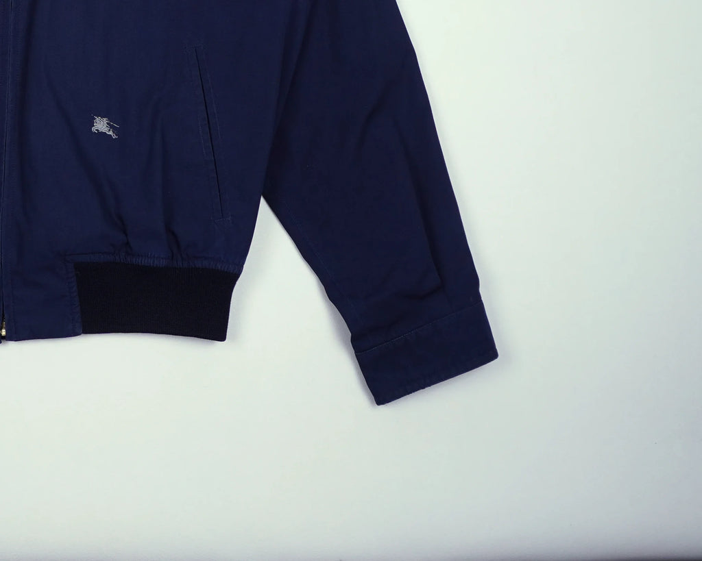 Burberry Navy Bomber Jacket L Polyester, Cotton