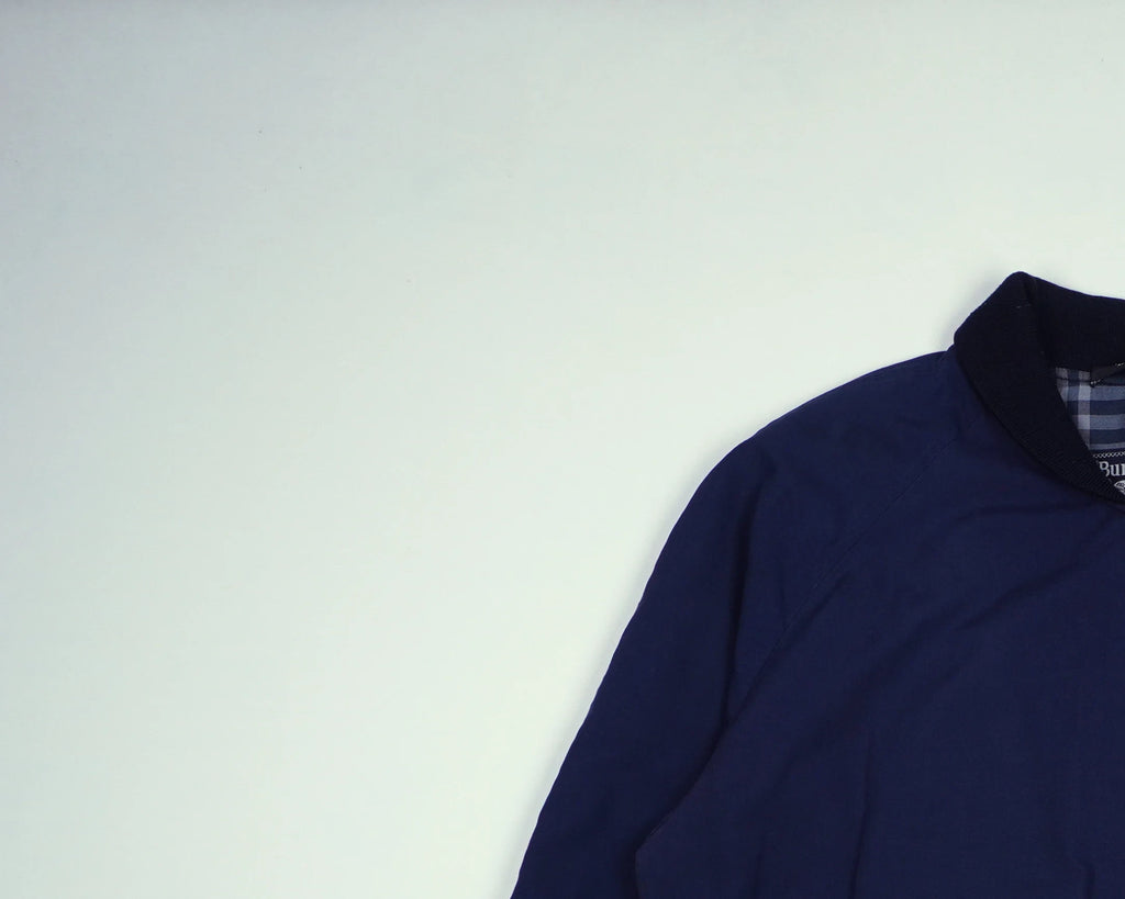 Burberry Navy Bomber Jacket L Polyester, Cotton