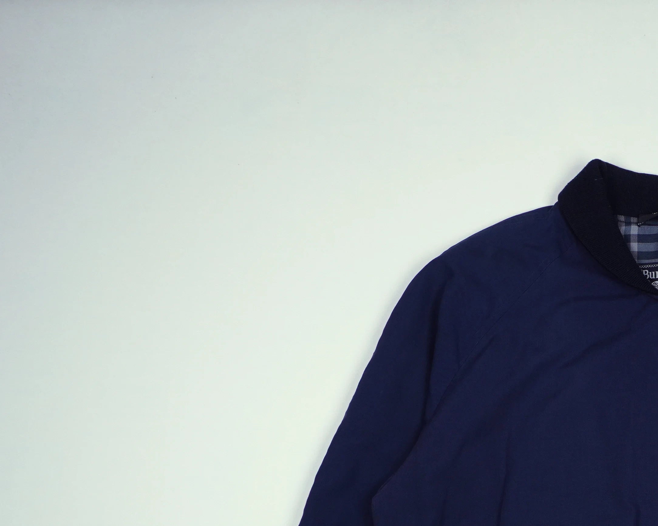 Burberry Navy Bomber Jacket L Polyester, Cotton